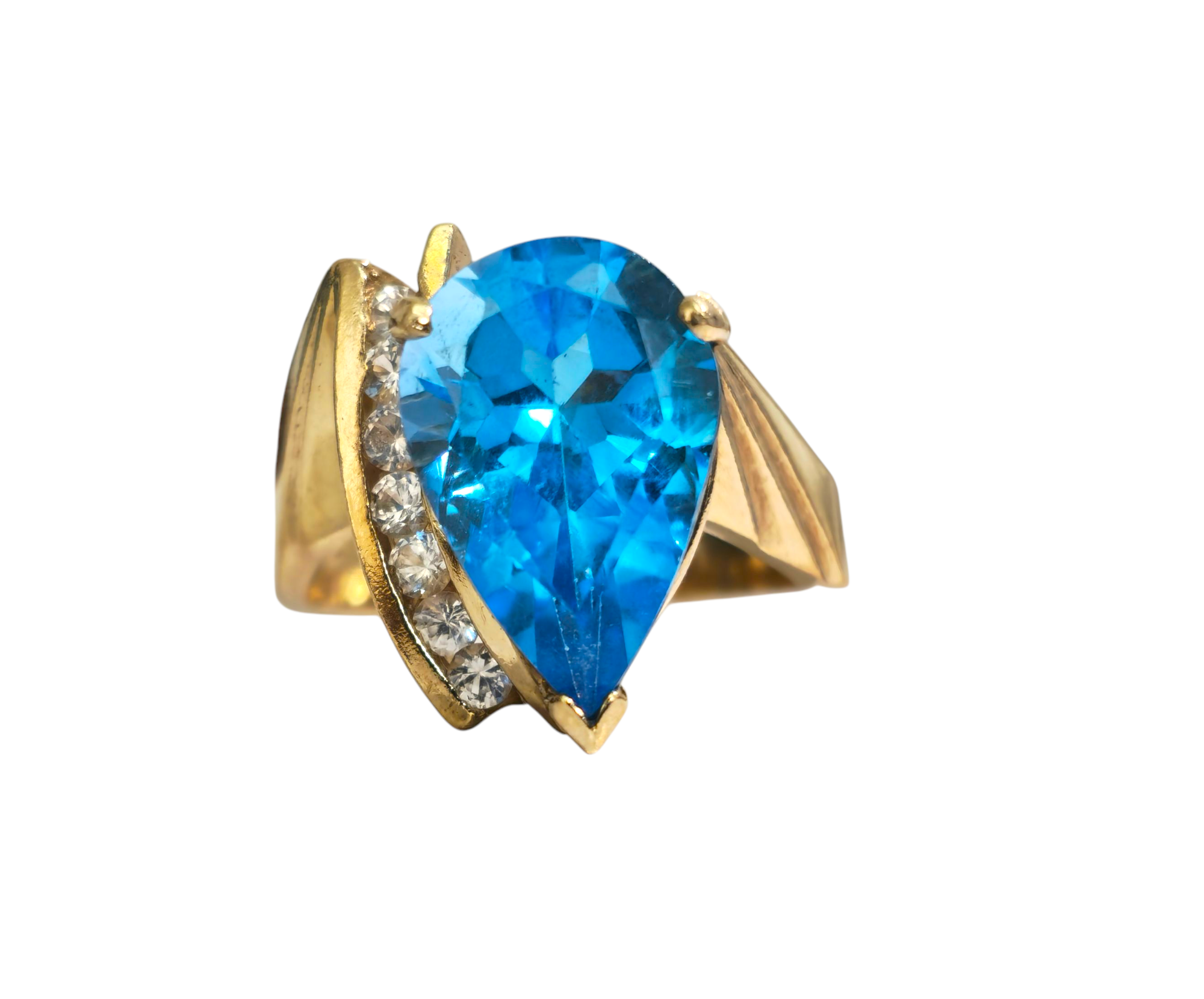 5.80 Carat Topaz & Diamond Ring in 10k Gold