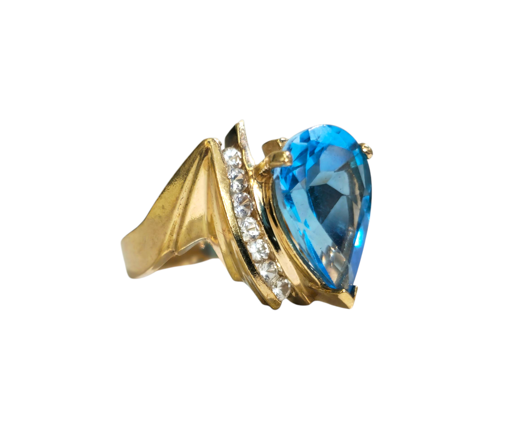 5.80 Carat Topaz & Diamond Ring in 10k Gold
