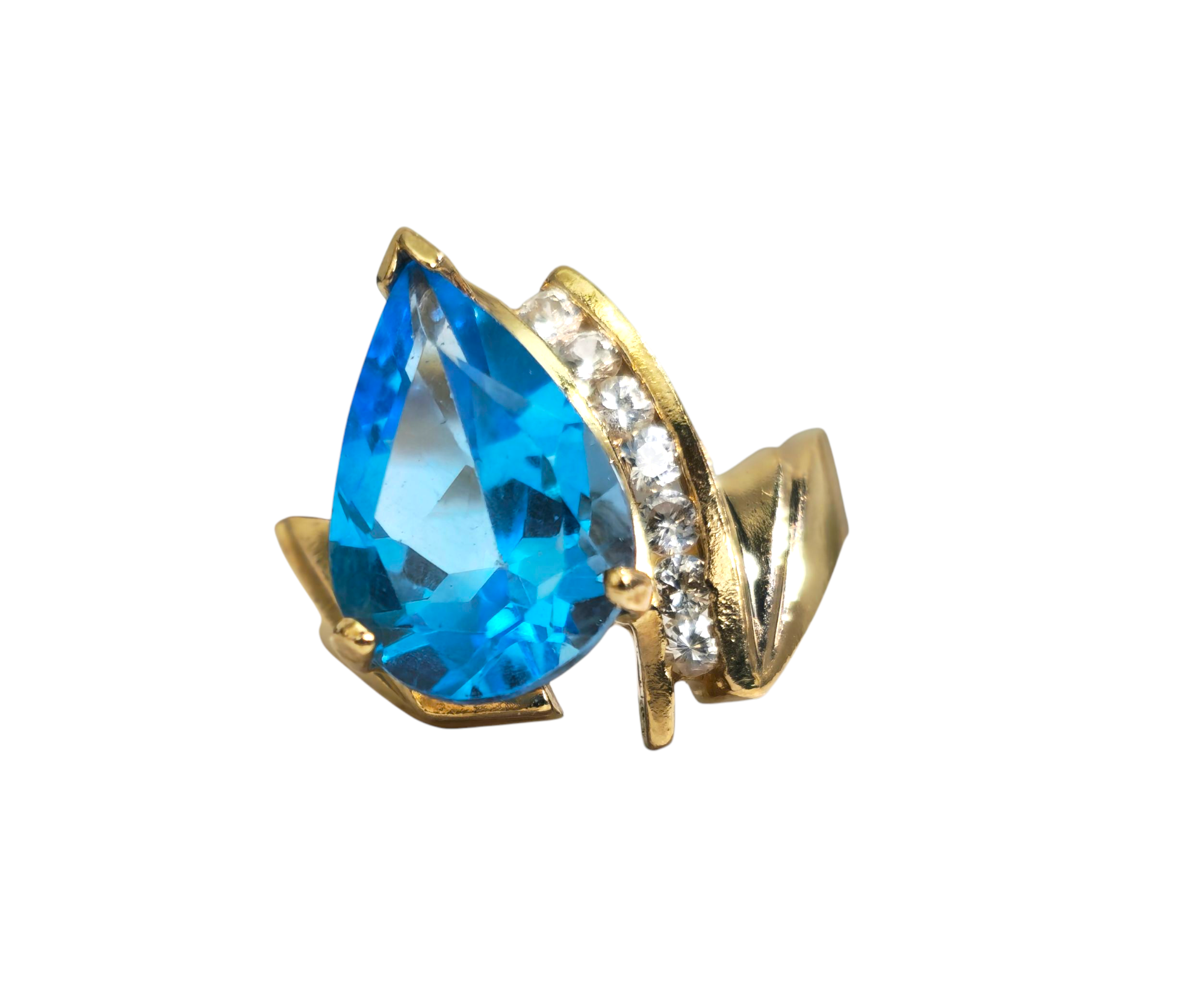 5.80 Carat Topaz & Diamond Ring in 10k Gold