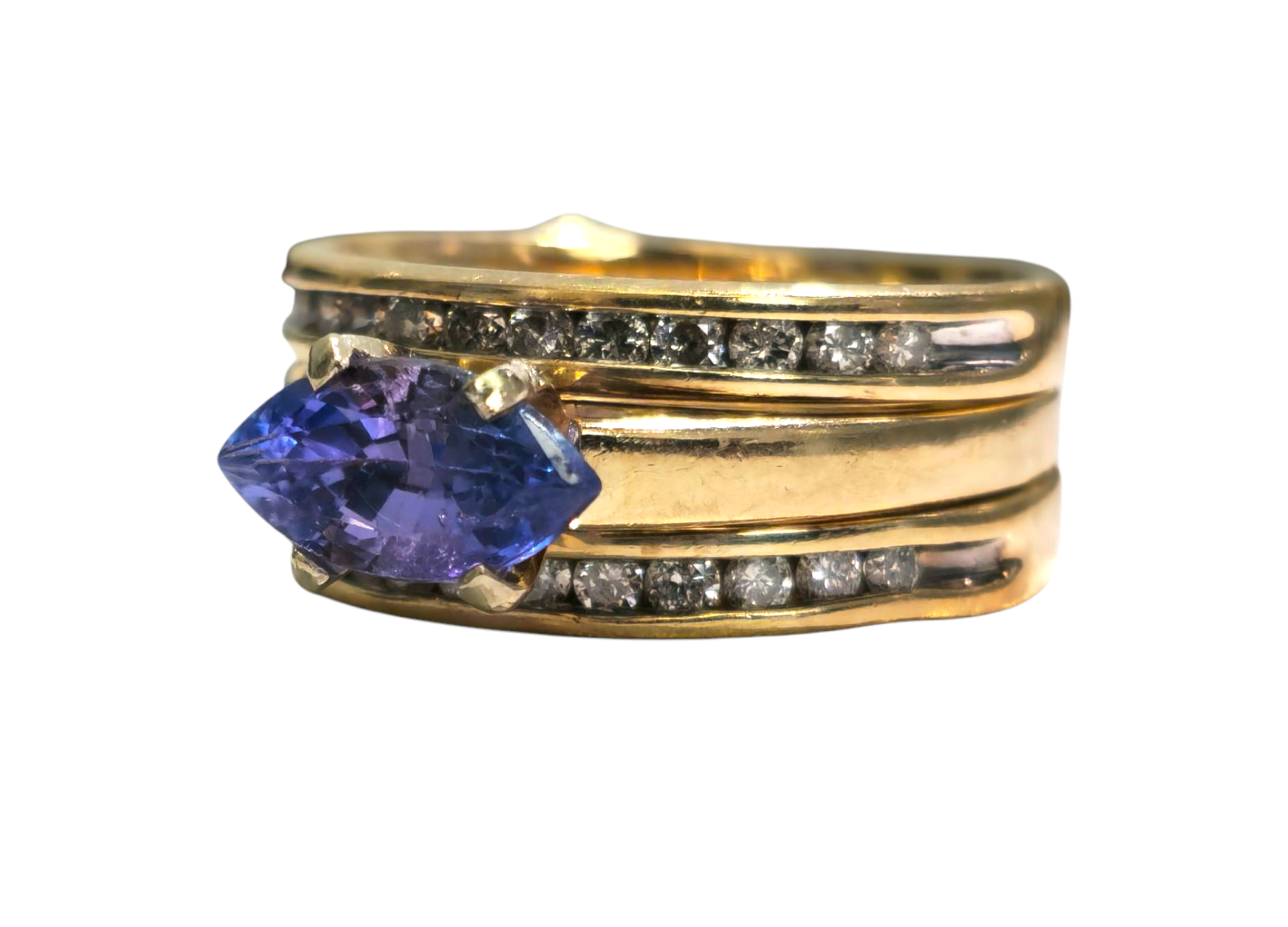 Collectible 1 Carat Tanzanite & Diamond Ring in 10k Gold