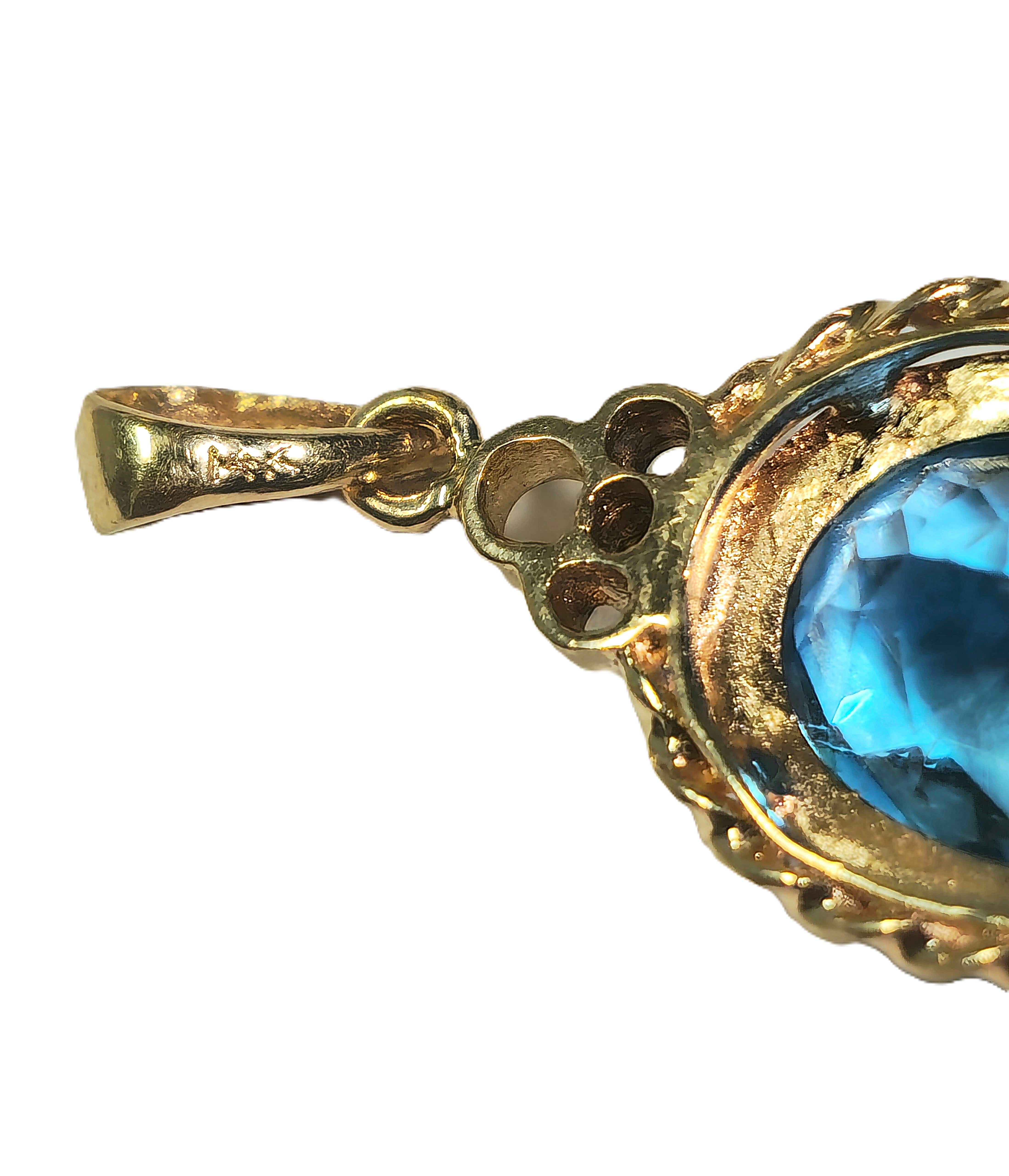 Vintage 3.50ct Aquamarine & Diamond Pendant in 14k Gold