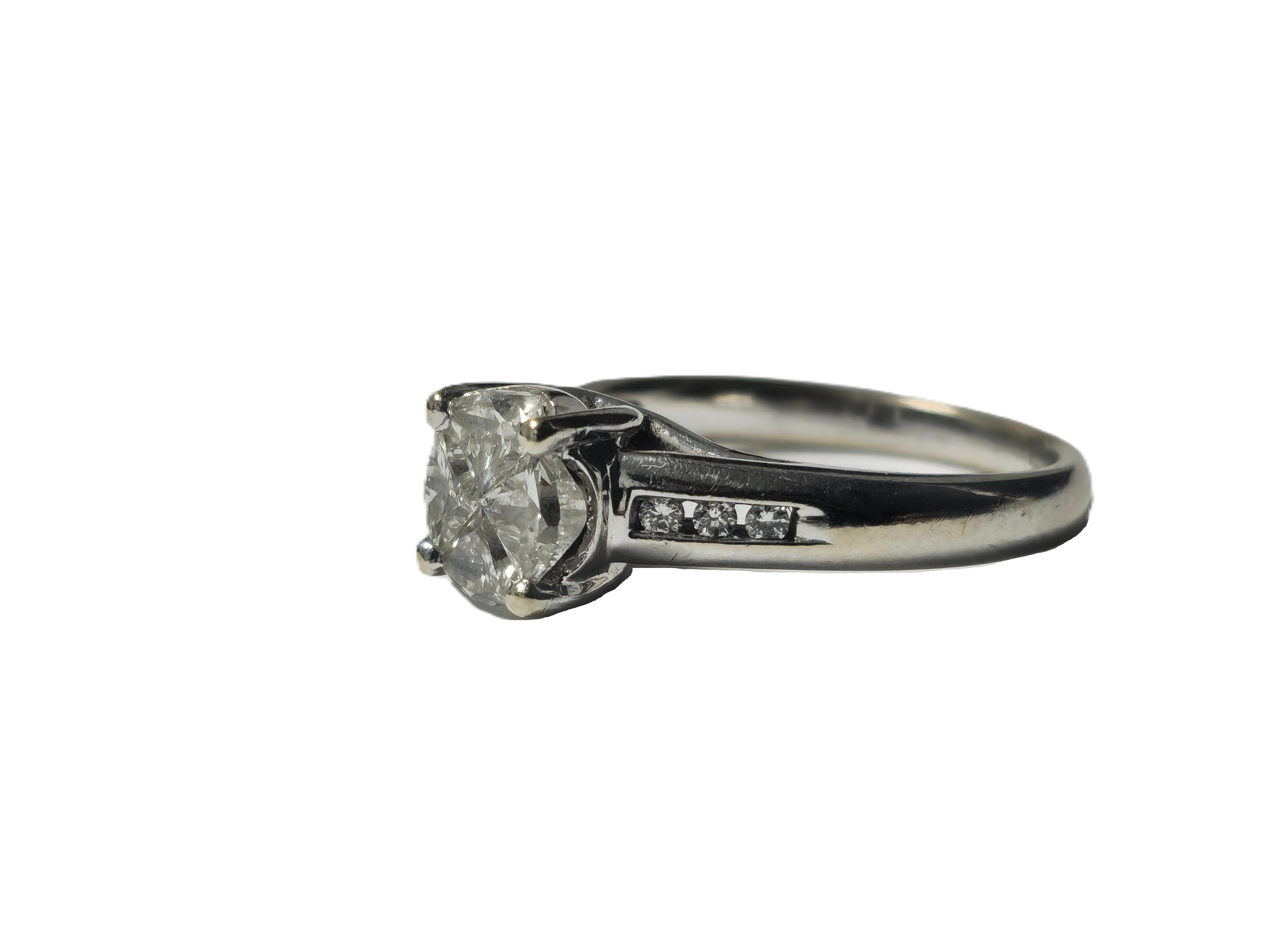 14k White Gold Pie Cut 1.20ct Diamond Ring