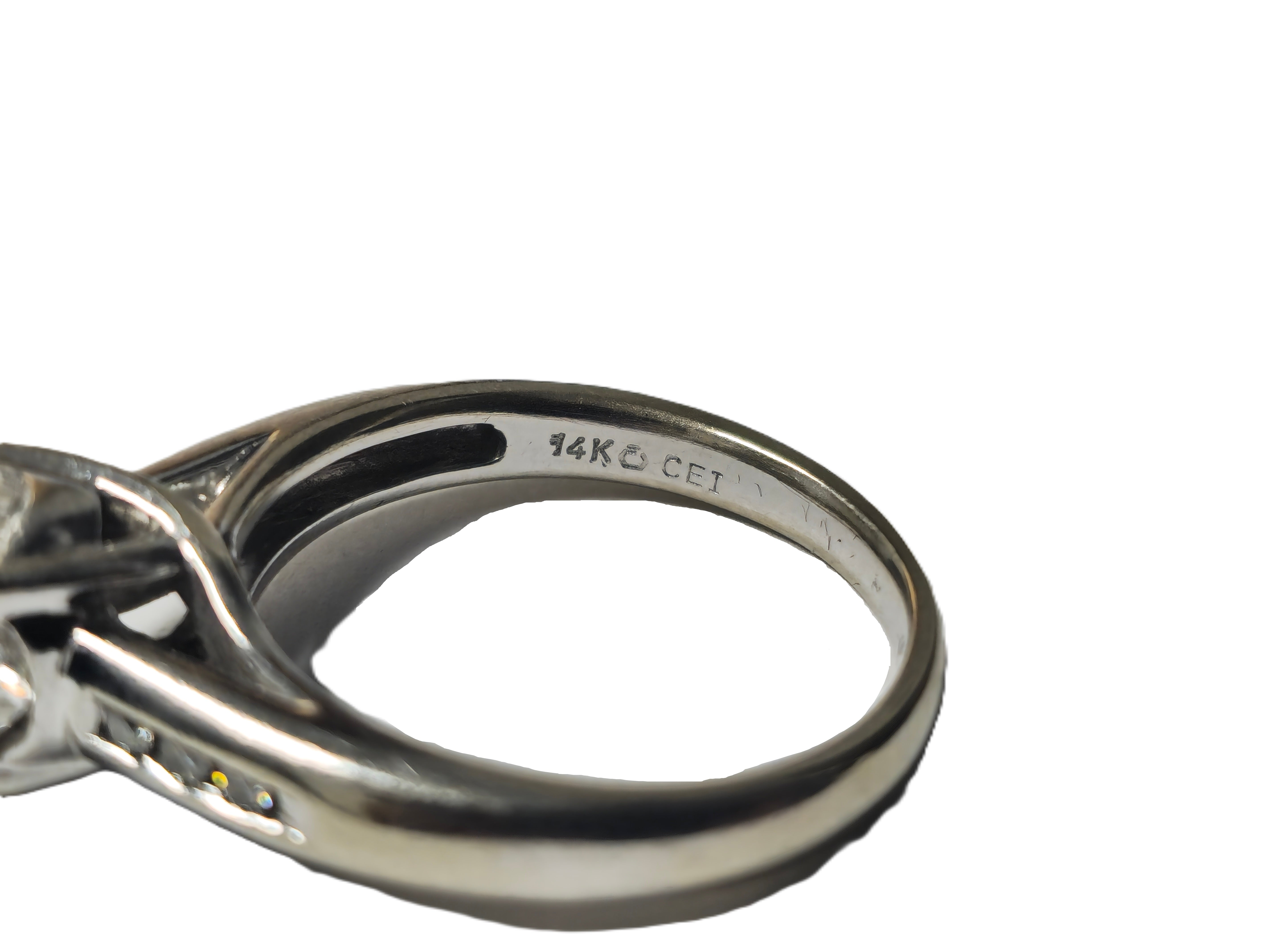 14k White Gold Pie Cut 1.20ct Diamond Ring