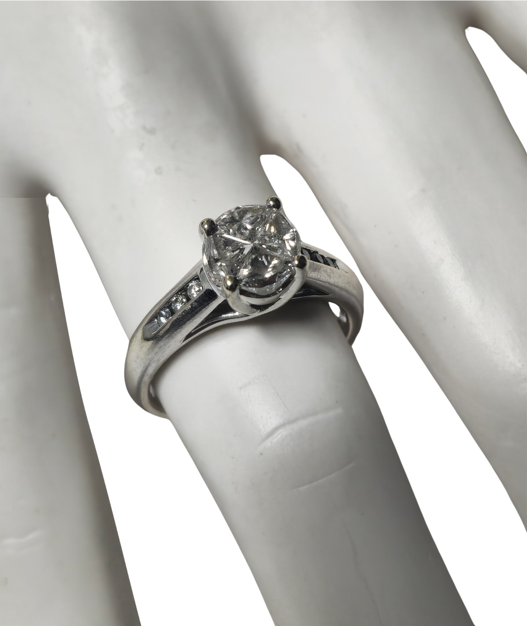 14k White Gold Pie Cut 1.20ct Diamond Ring