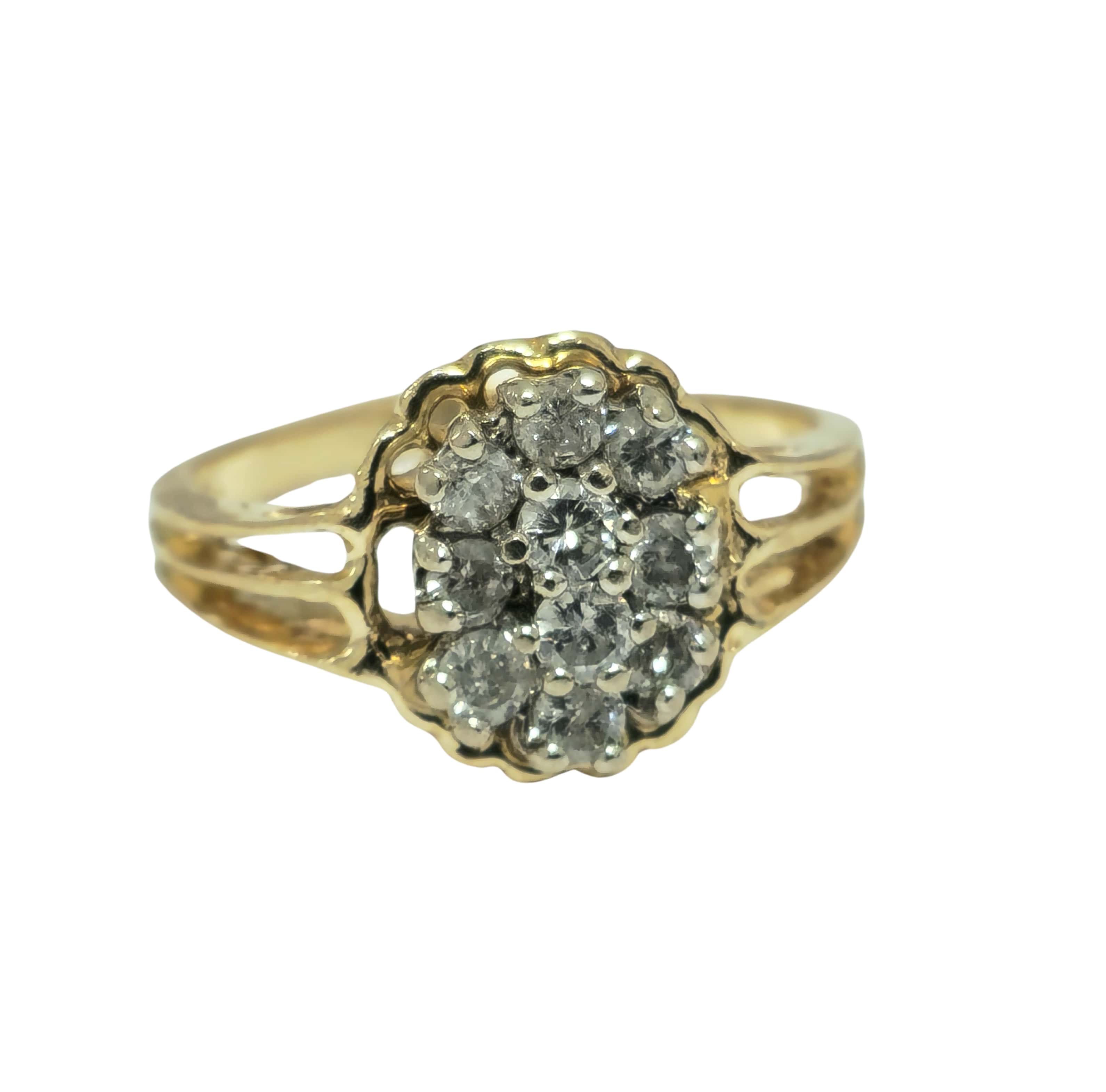 14k Gold 0.80ct Cluster Diamond Ring