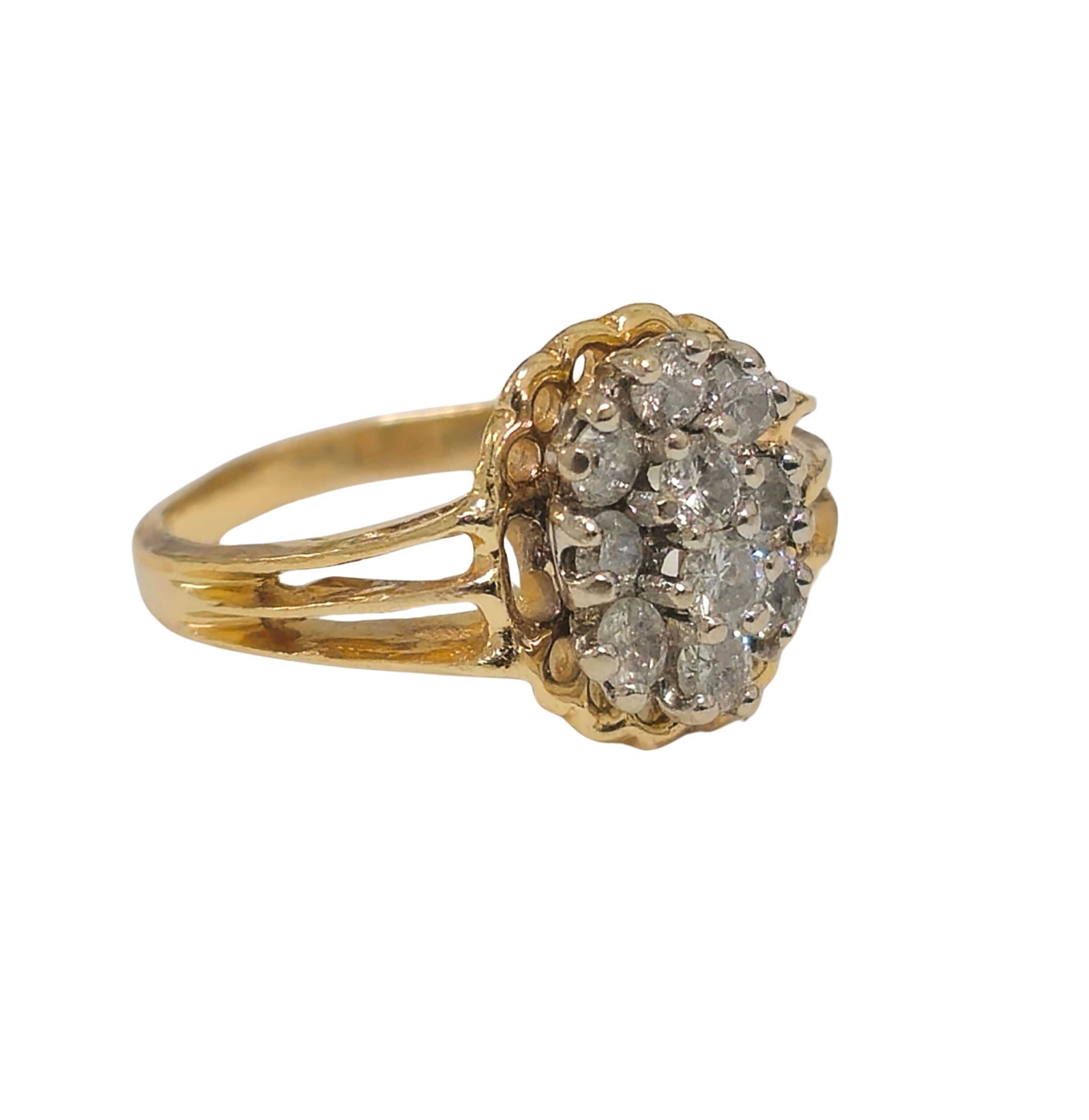 14k Gold 0.80ct Cluster Diamond Ring