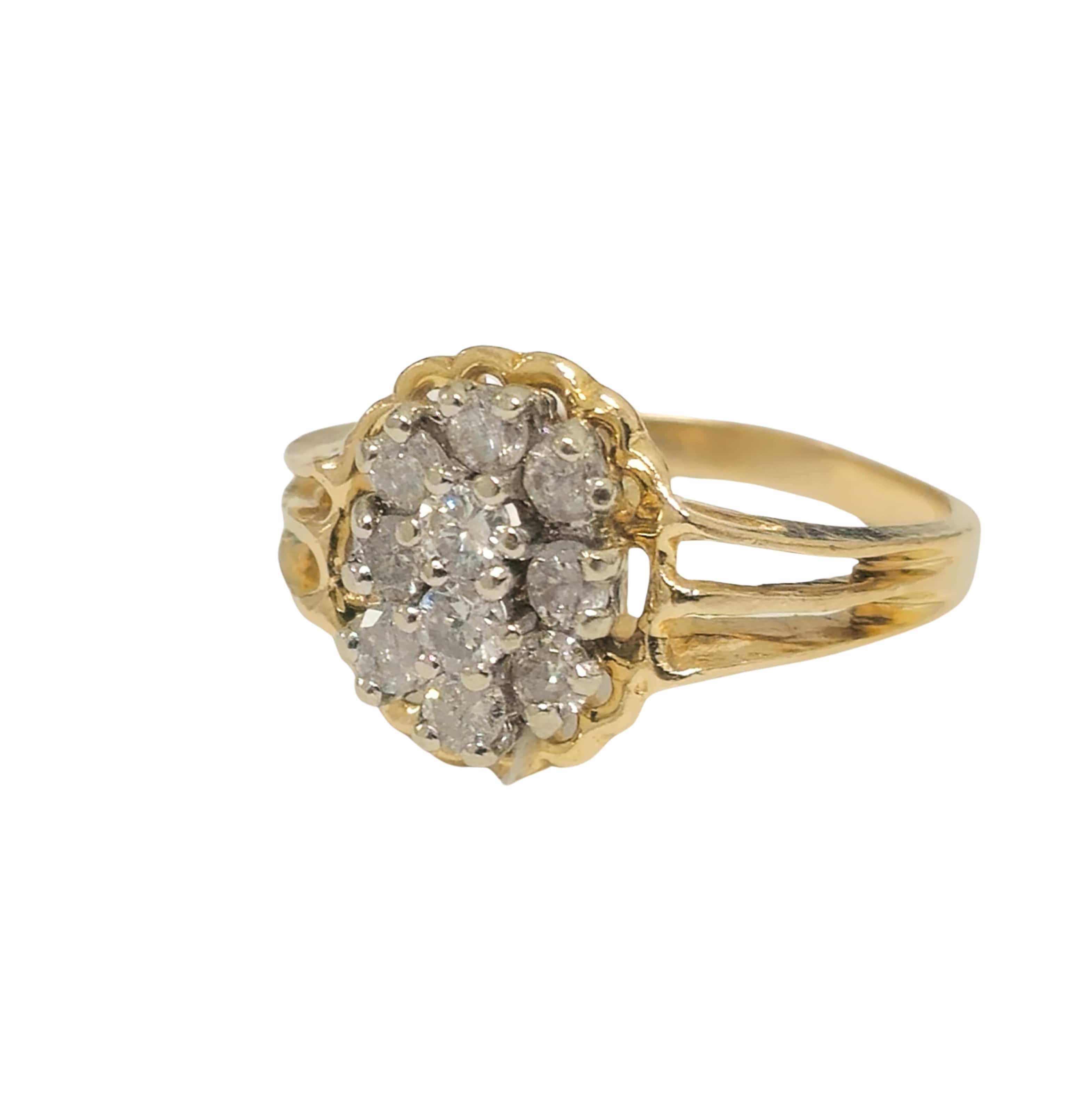 14k Gold 0.80ct Cluster Diamond Ring