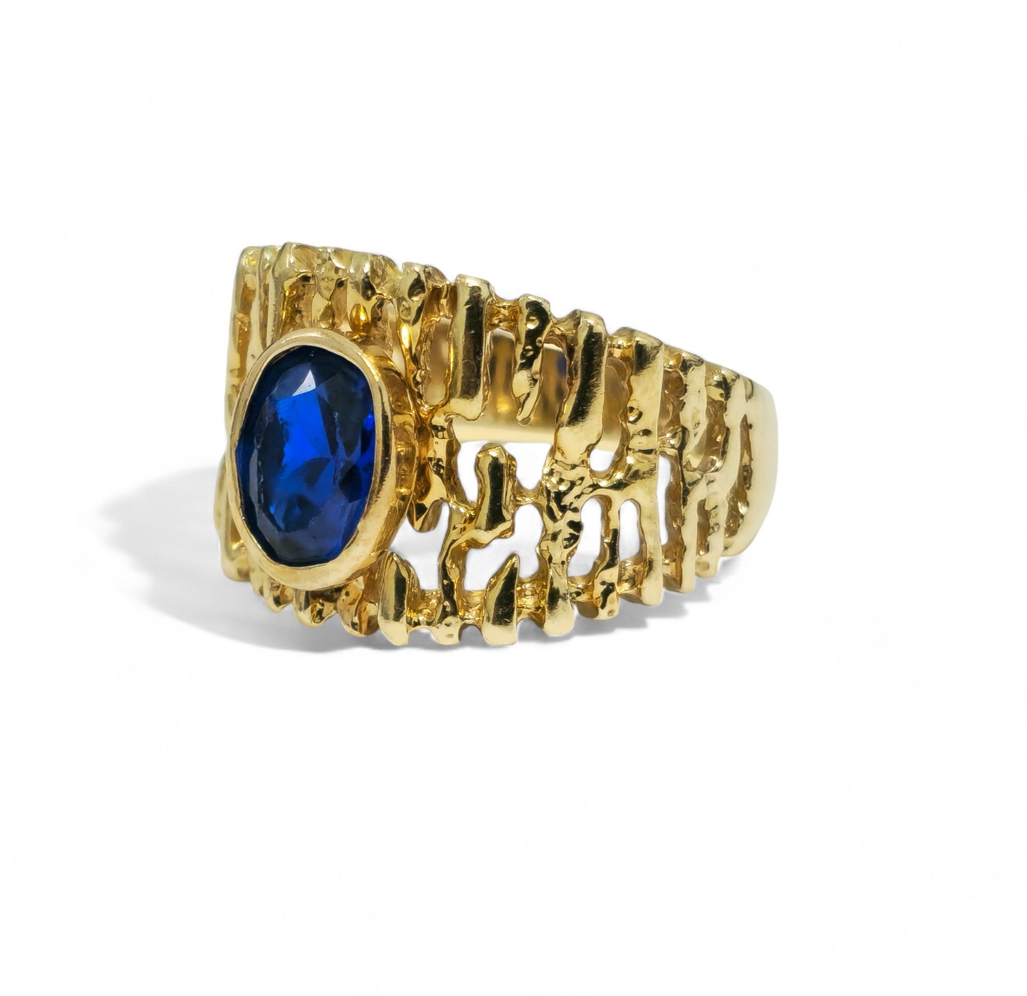 Solitaire Blue Sapphire 14k Yellow Gold Ring