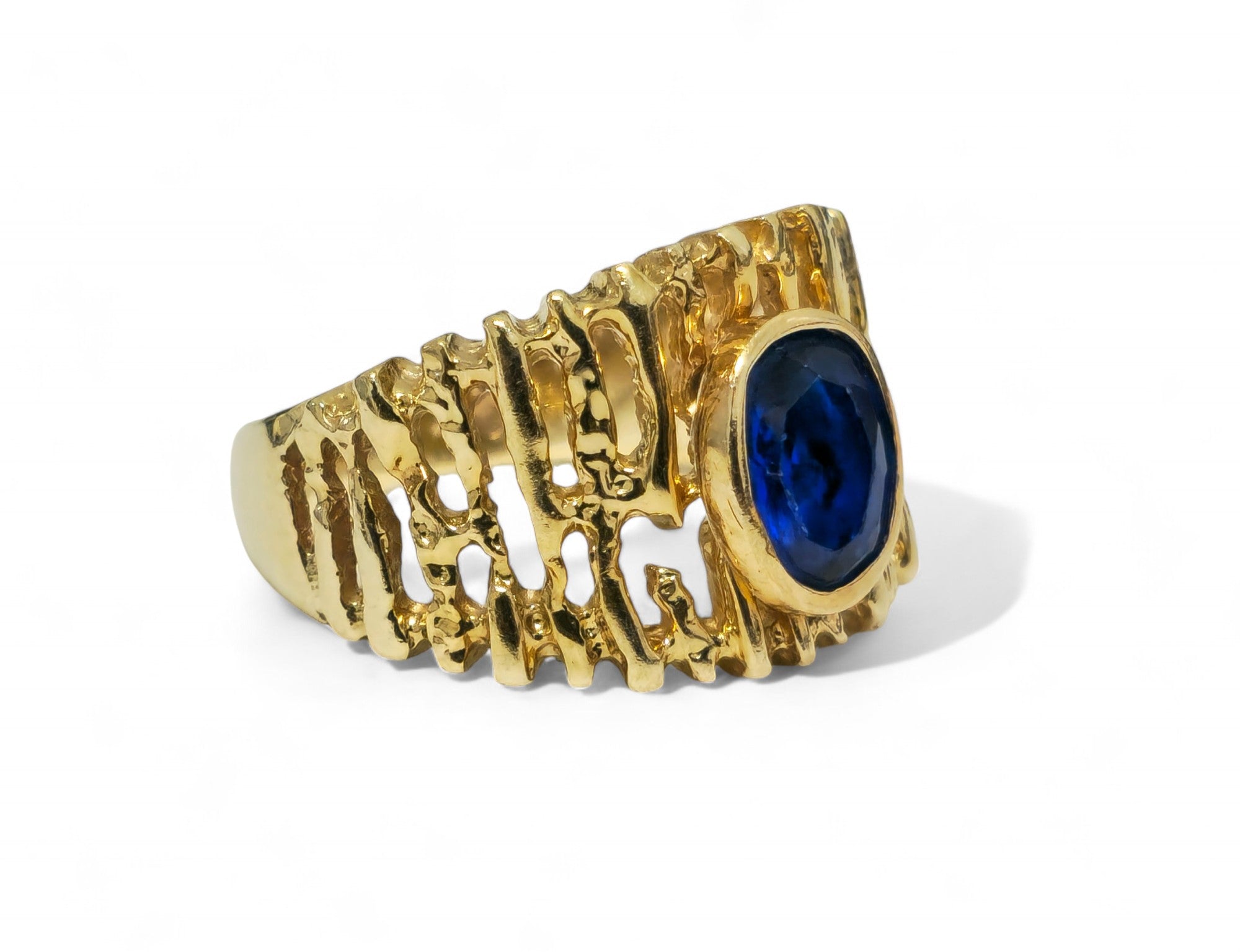 Solitaire Blue Sapphire 14k Yellow Gold Ring