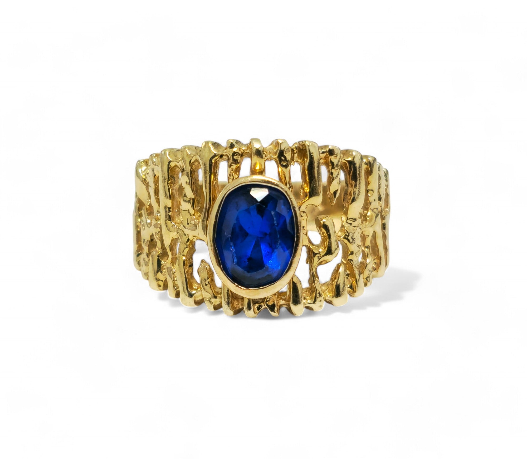 Solitaire Blue Sapphire 14k Yellow Gold Ring