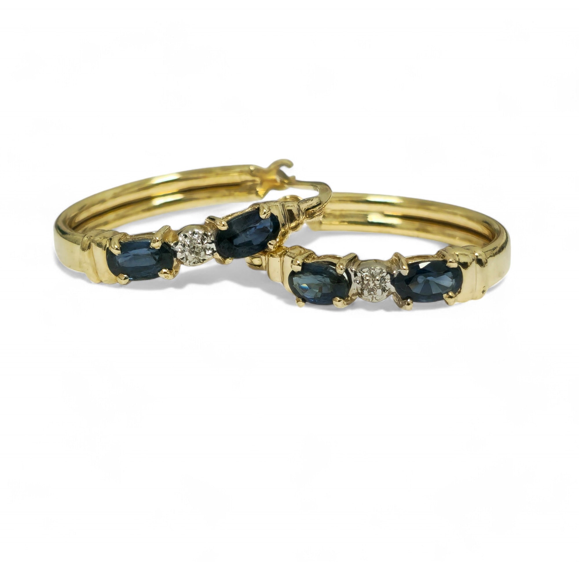 Art Deco Vintage Blue Sapphire Earrings For Her in 10k Gold