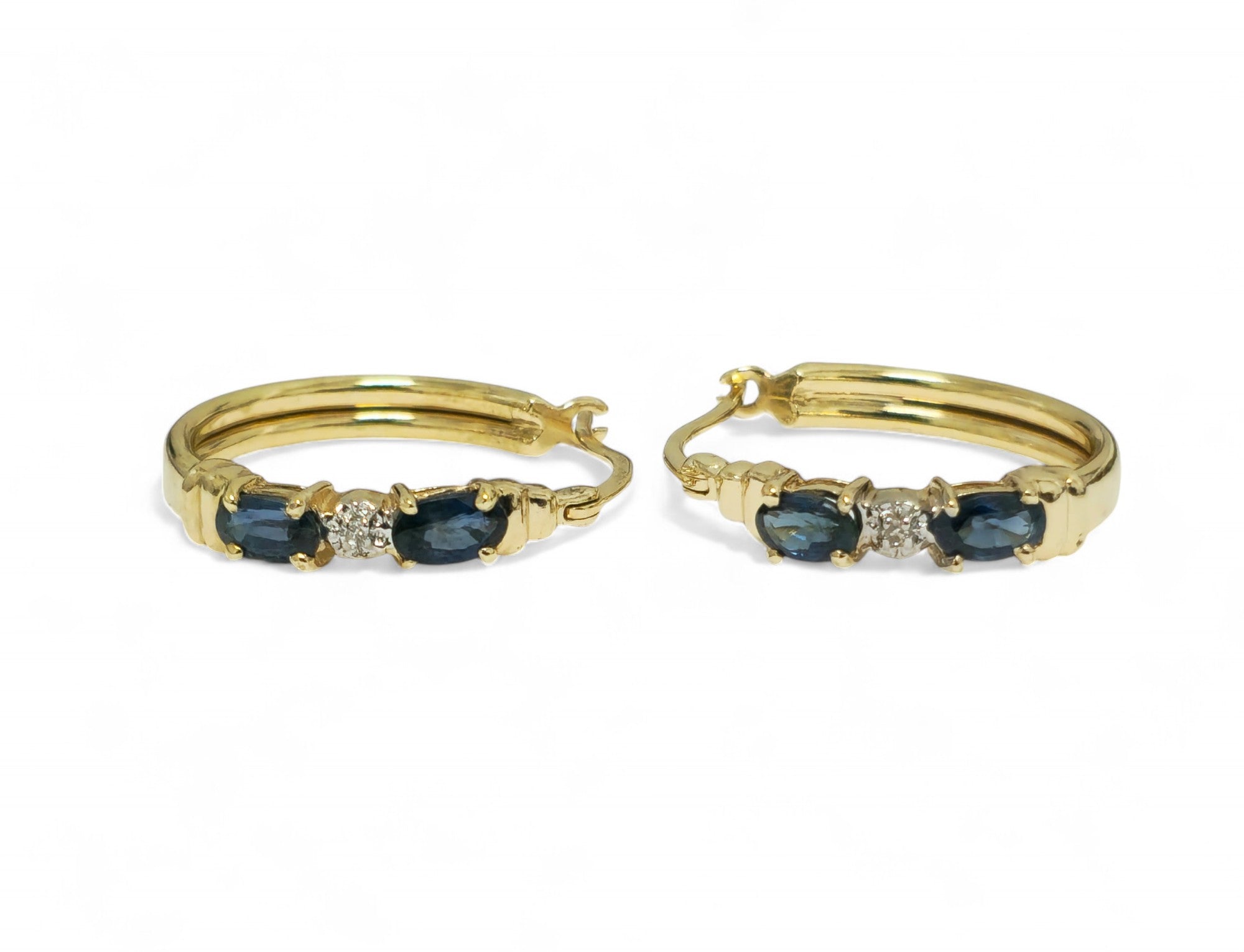 Art Deco Vintage Blue Sapphire Earrings For Her in 10k Gold