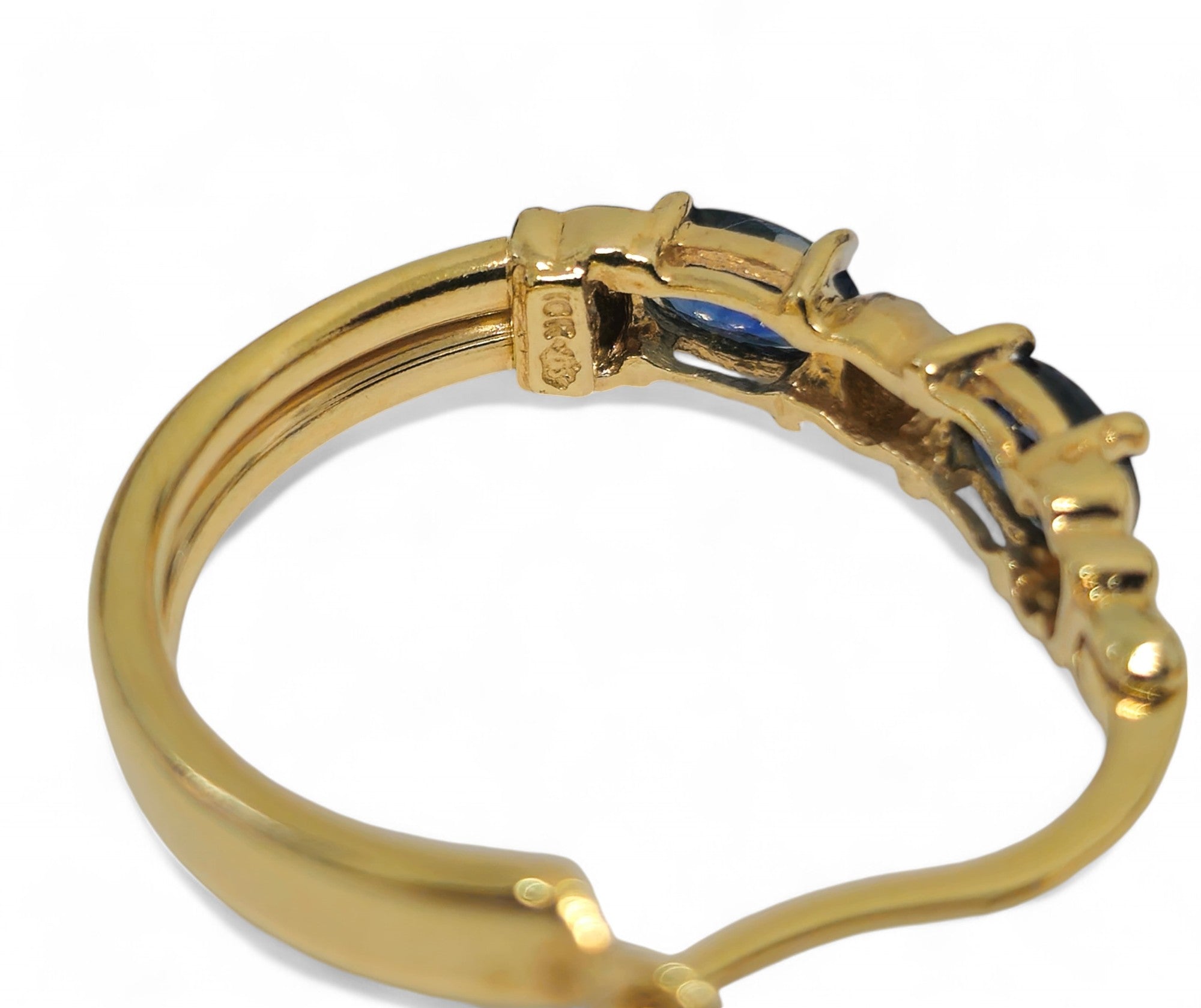 Art Deco Vintage Blue Sapphire Earrings For Her in 10k Gold