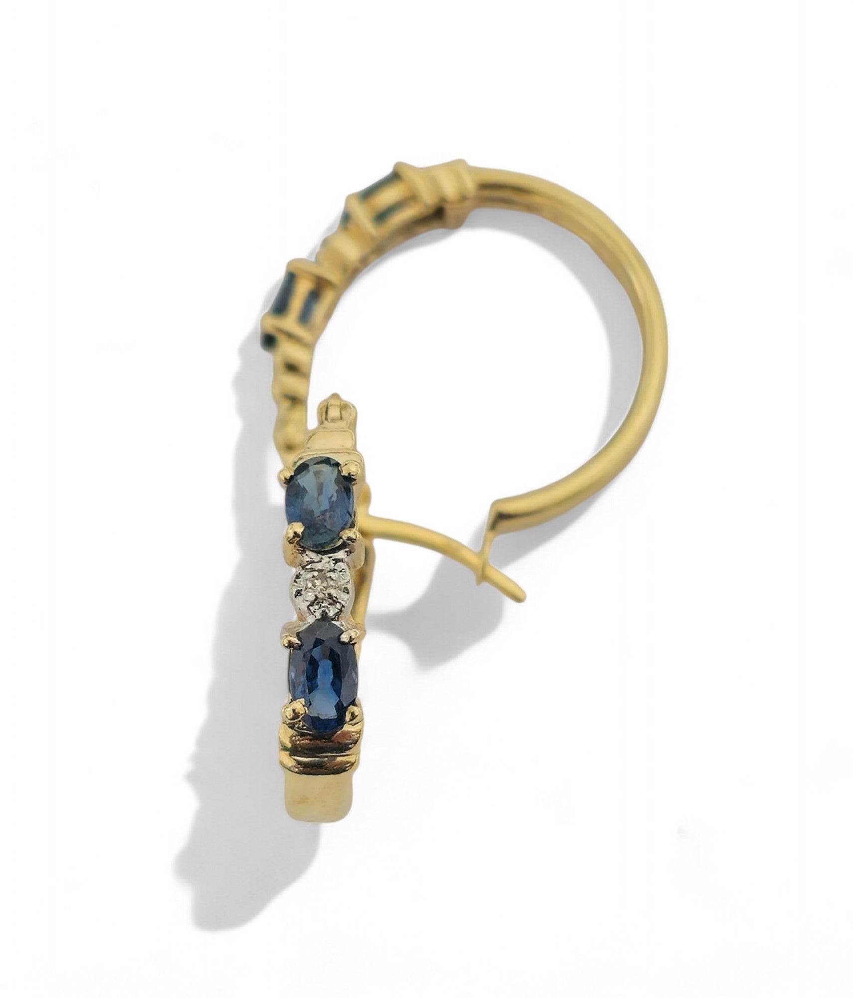 Art Deco Vintage Blue Sapphire Earrings For Her in 10k Gold