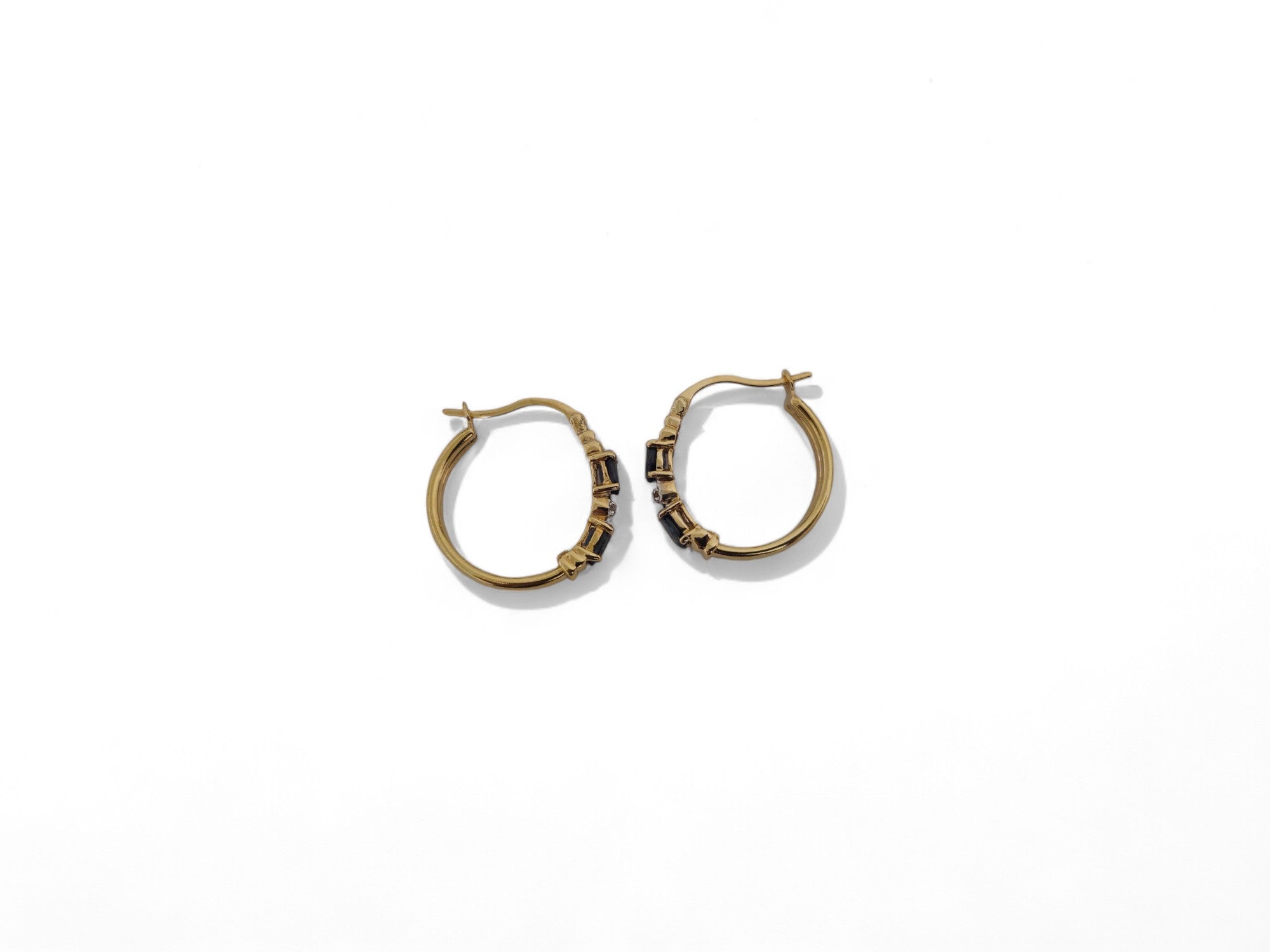 Art Deco Vintage Blue Sapphire Earrings For Her in 10k Gold