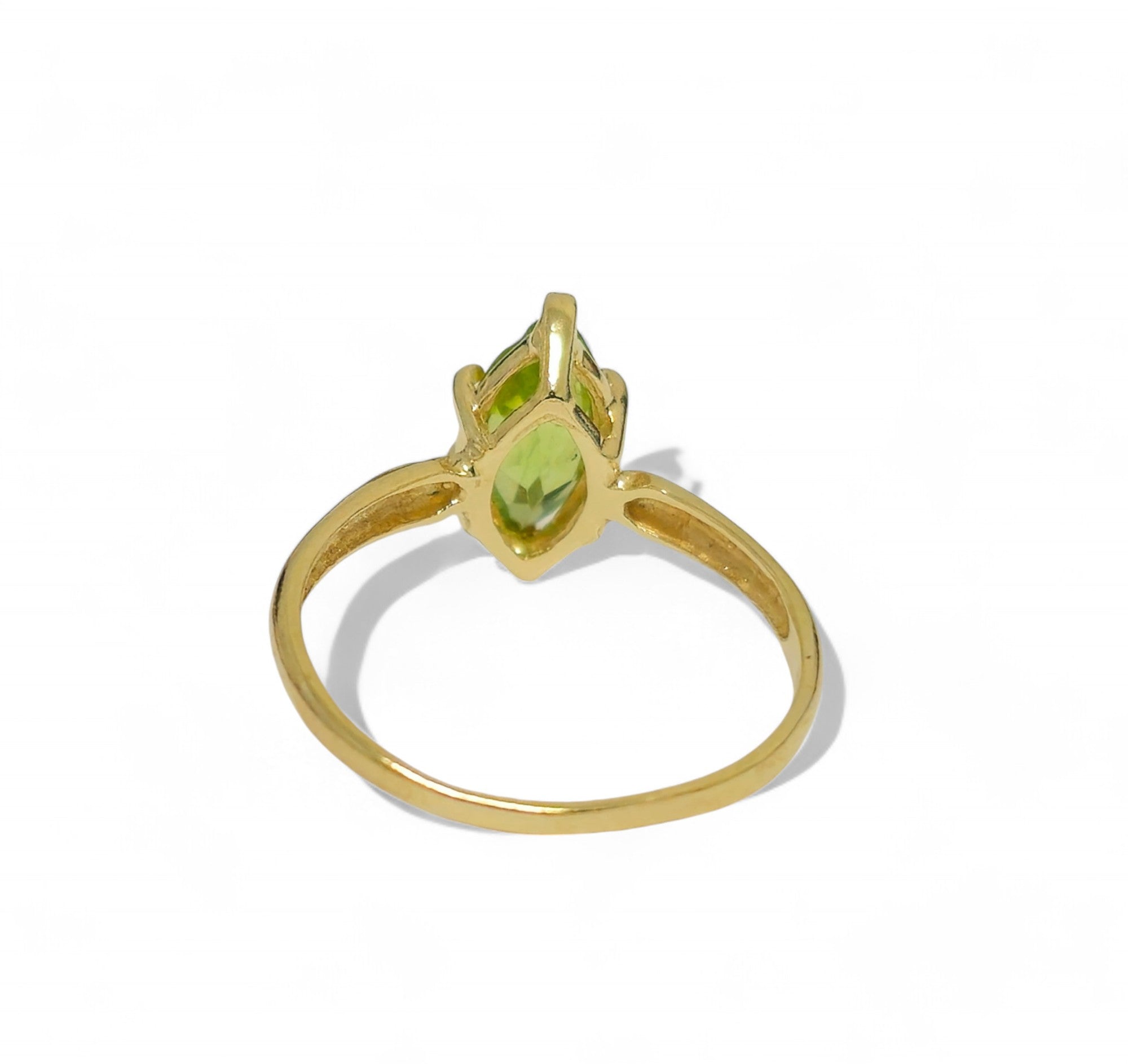 10k Gold Marquise Green Peridot Solitaire Ring