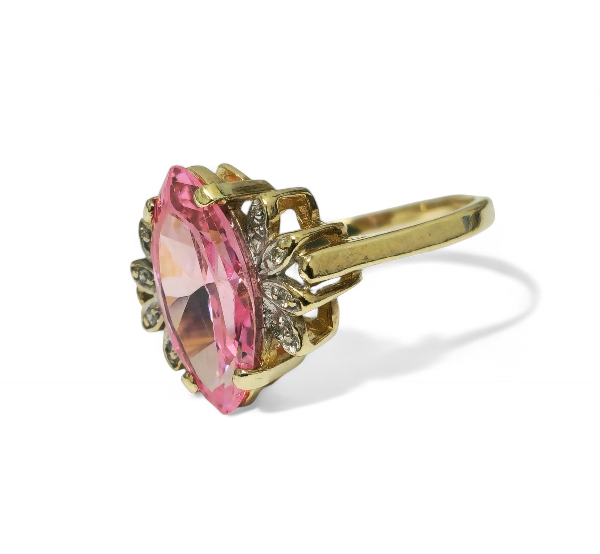 Art Deco 2.6ct Pink Topaz Diamond Ring