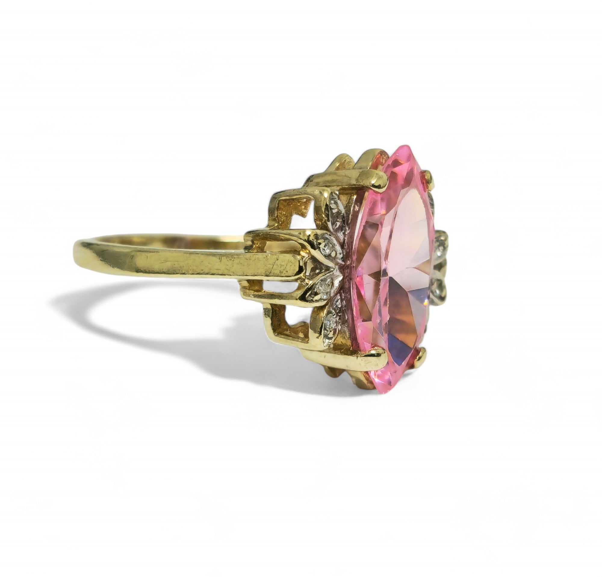 Art Deco 2.6ct Pink Topaz Diamond Ring