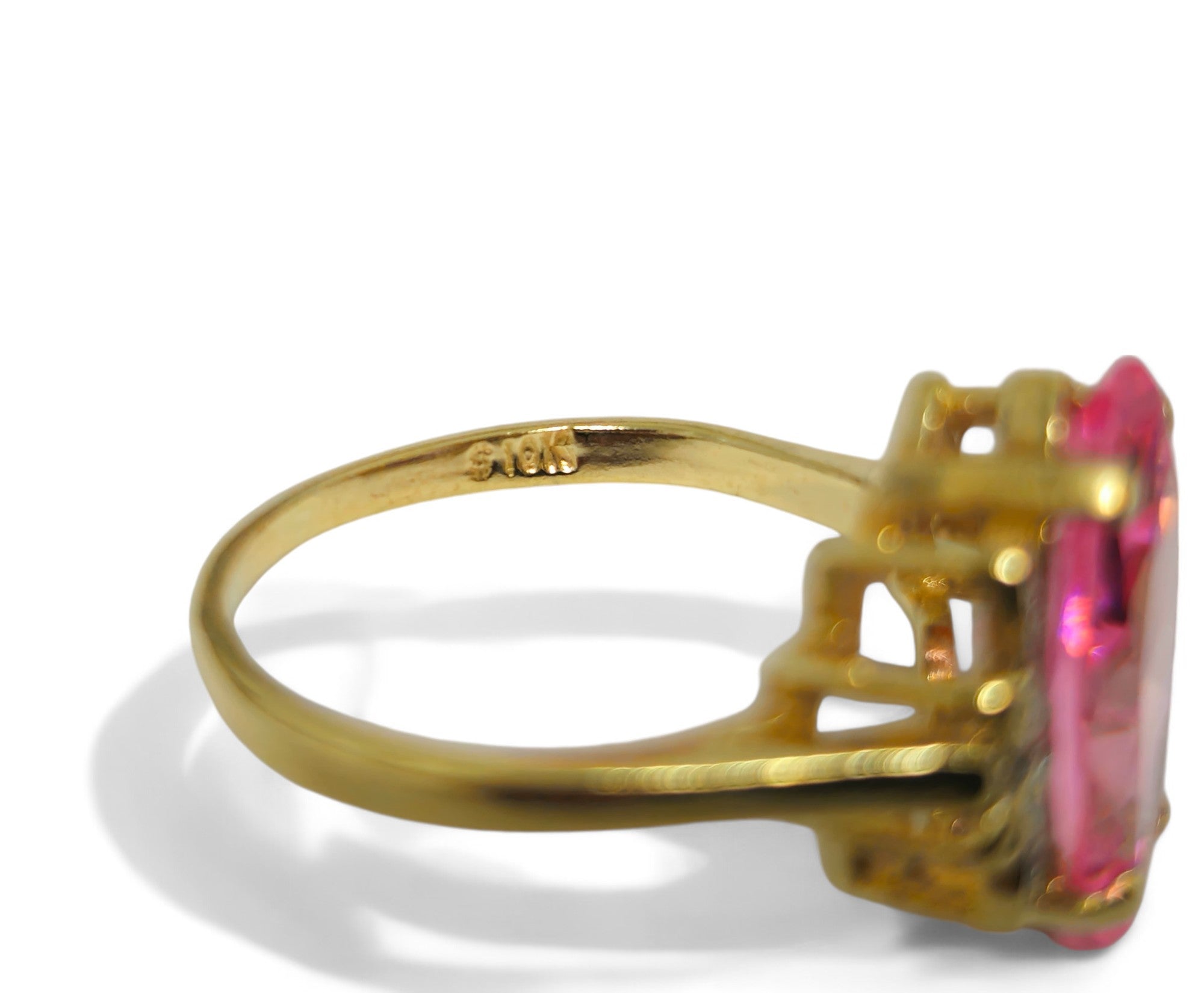 Art Deco 2.6ct Pink Topaz Diamond Ring