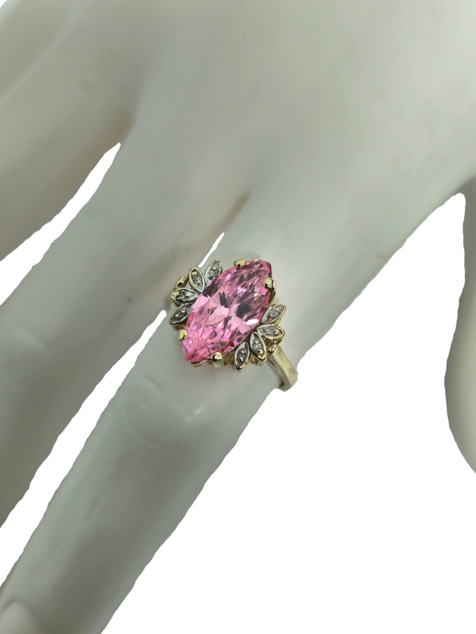 Art Deco 2.6ct Pink Topaz Diamond Ring