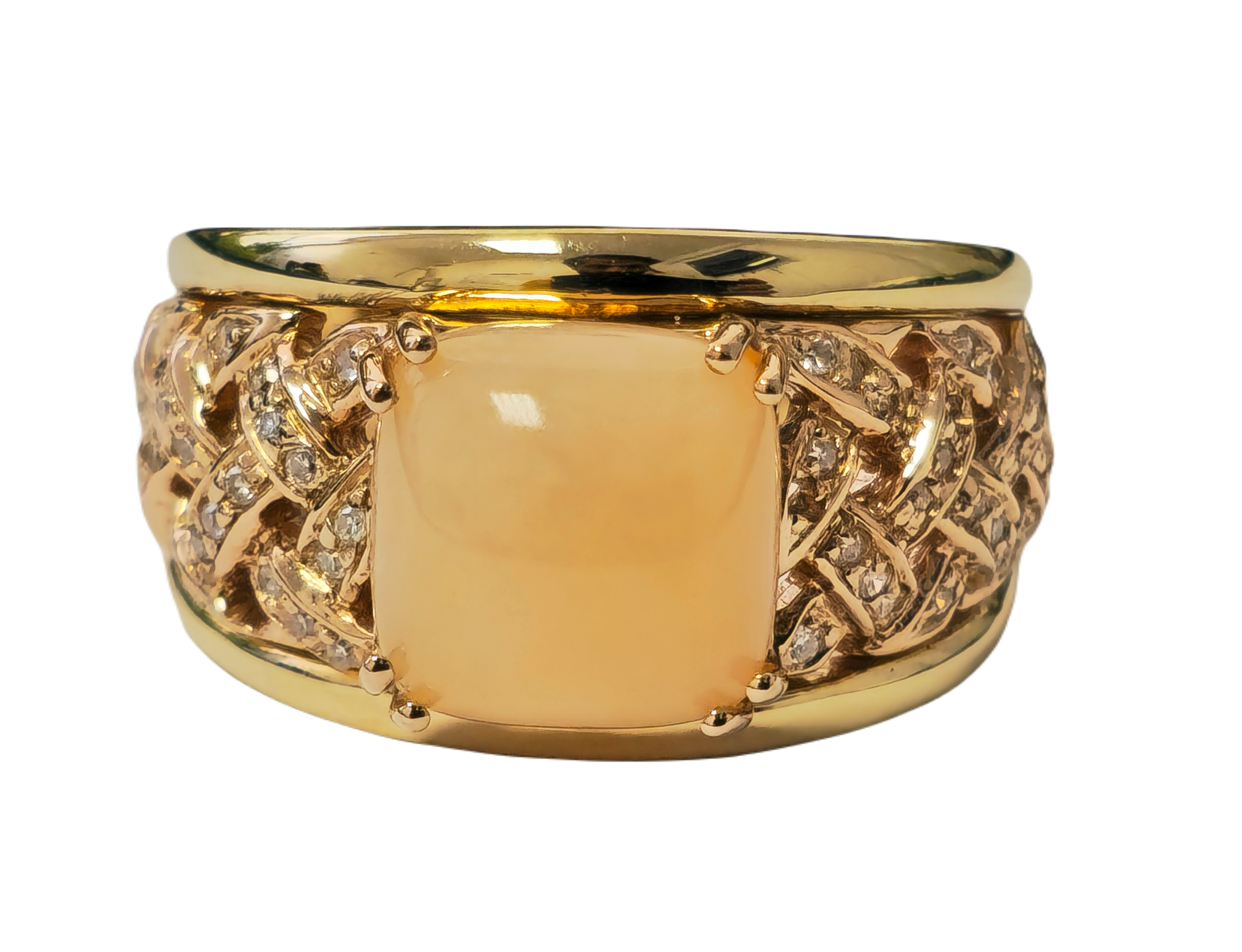 Womens Modern Rare 5.70 carat Pink Opal & Diamond Engagement Ring