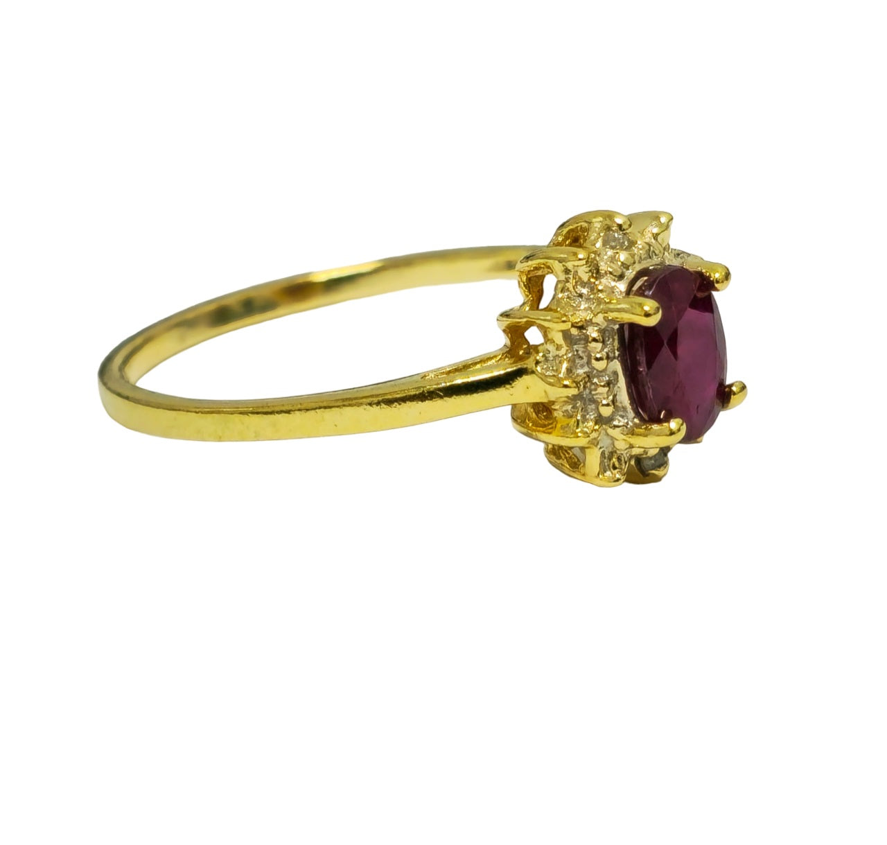 Ruby Center Diamond Ring in 10kt Gold