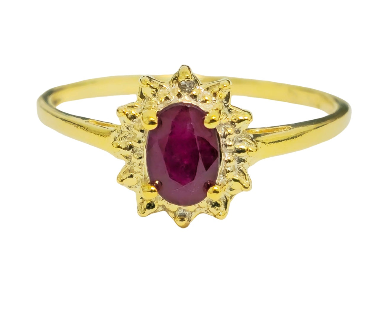 Ruby Center Diamond Ring in 10kt Gold