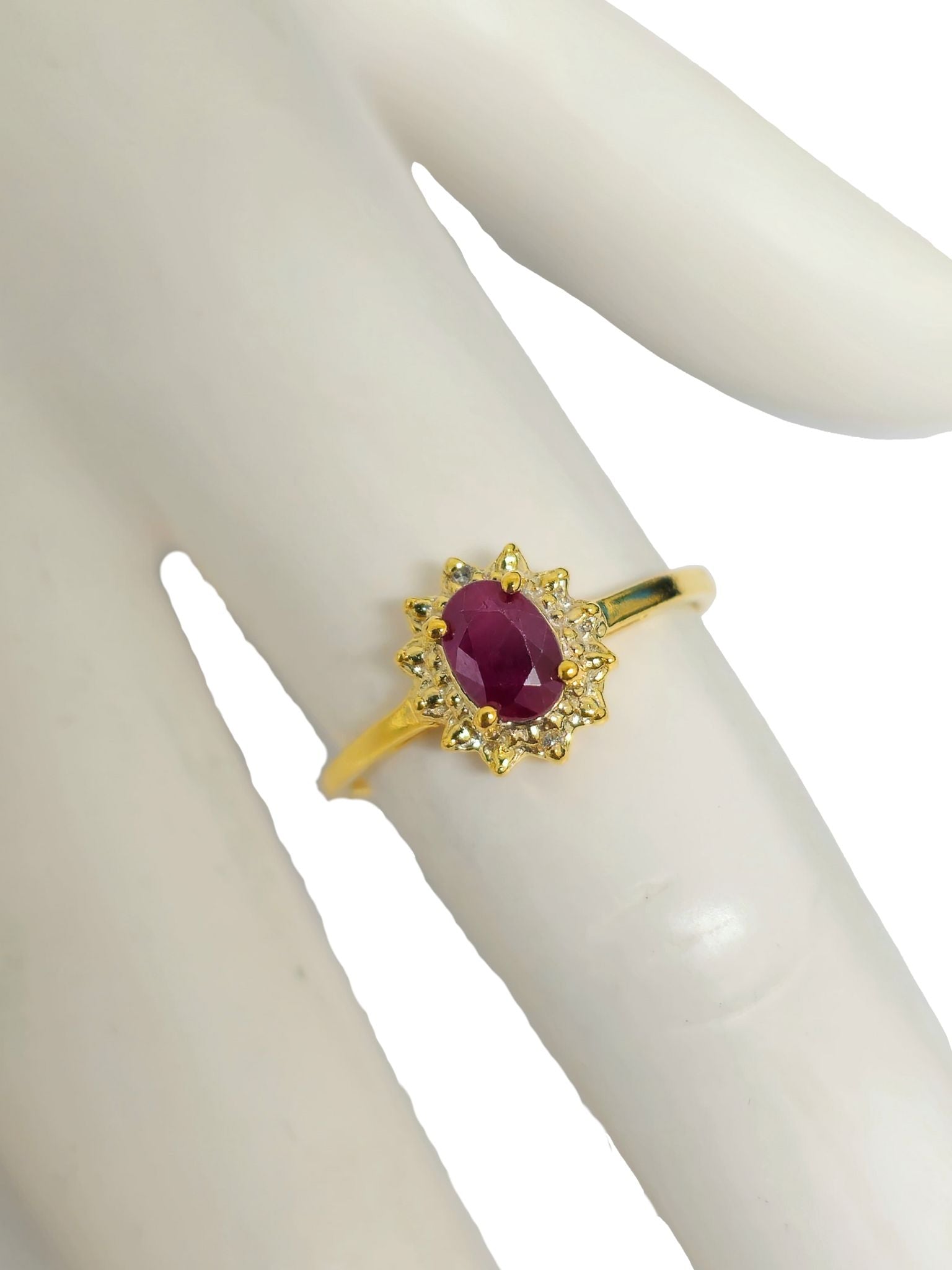 Ruby Center Diamond Ring in 10kt Gold