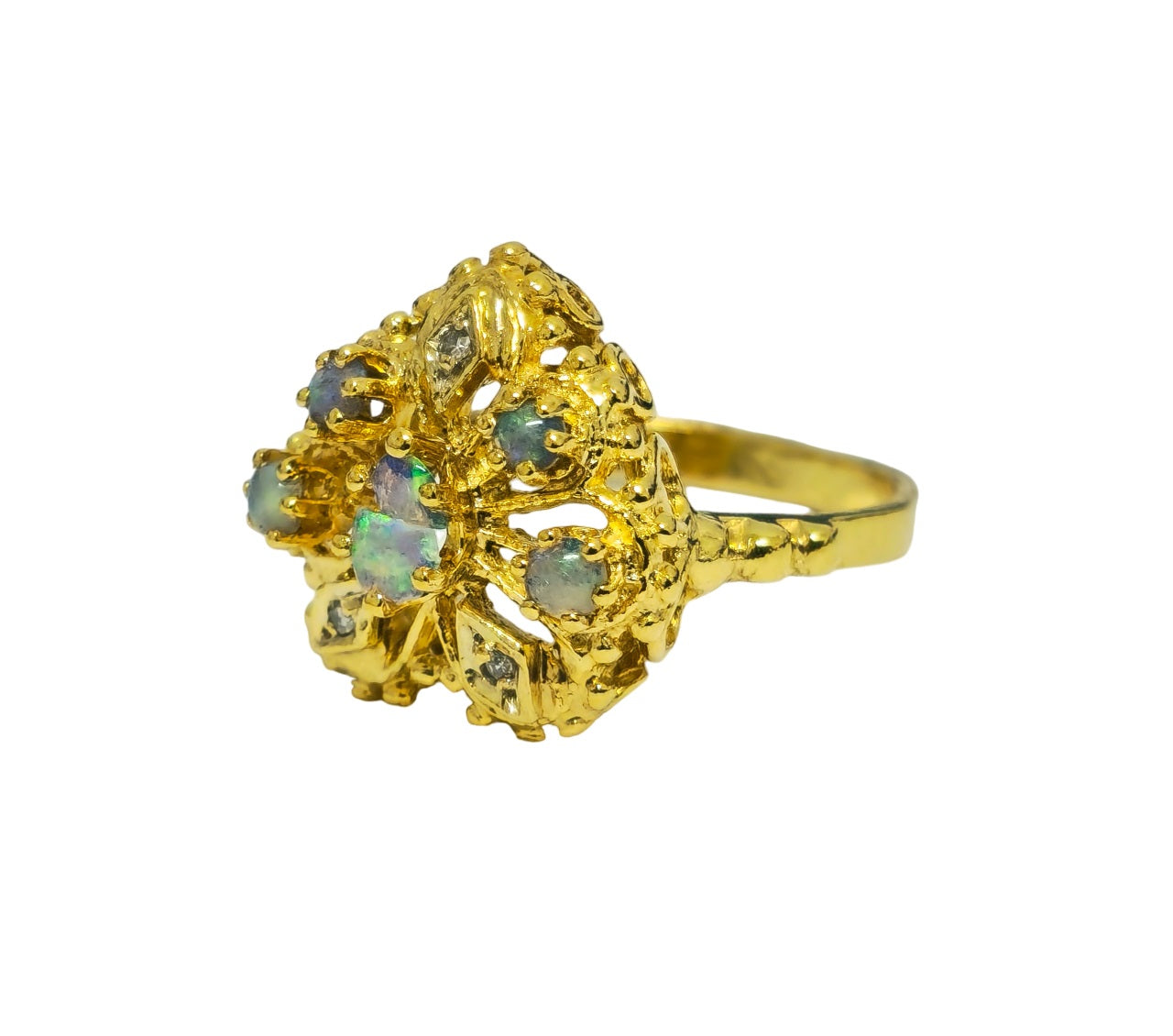 14k Gold Heart Motif Diamond Ring