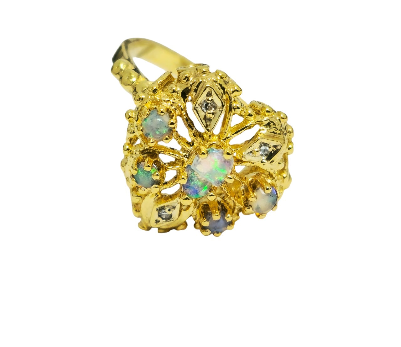 14k Gold Heart Motif Diamond Ring