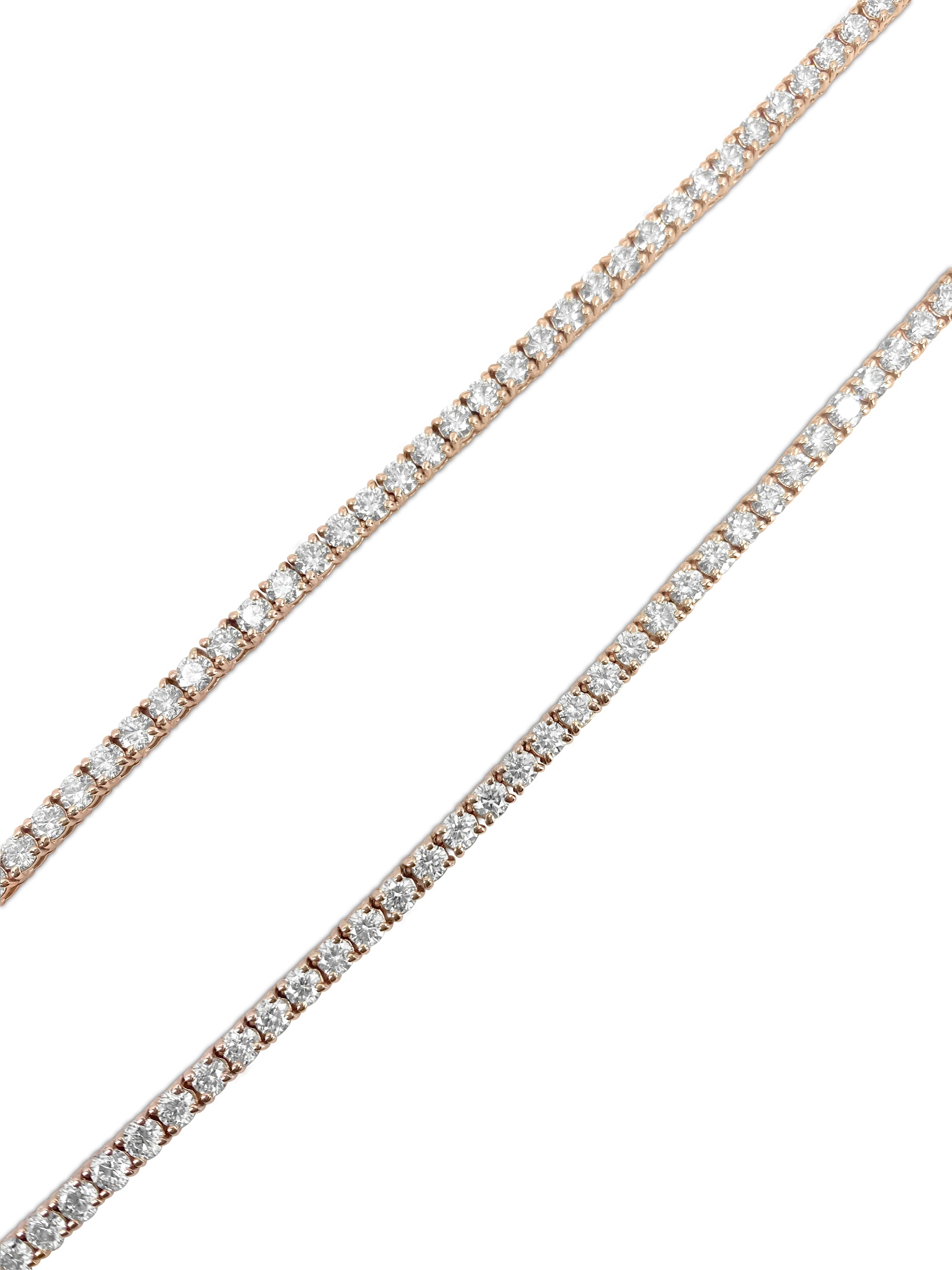 18ct Diamond Tennis Necklace. VVS Diamonds in 10k Gold