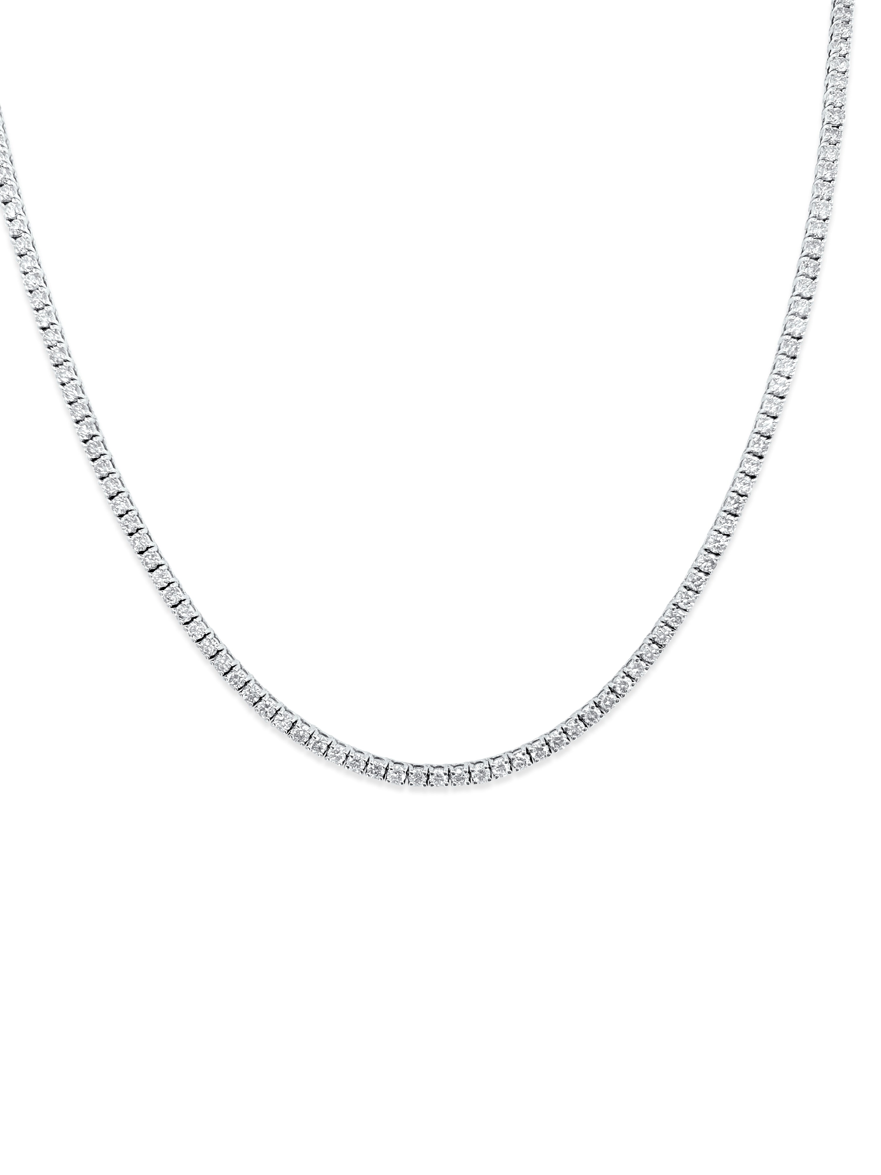 11.50ct VVS Diamond Tennis Necklace in 14k Gold