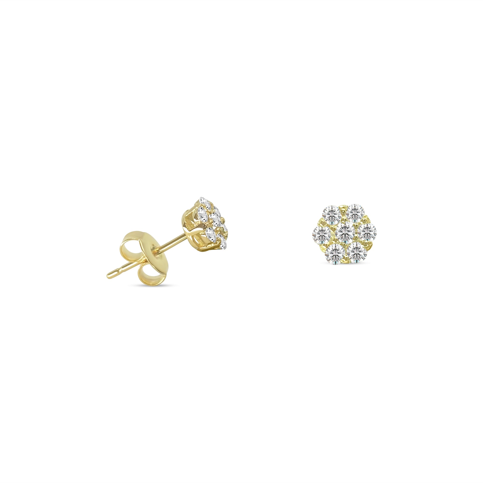 Custom Made 14k gold 1cwt Diamond Cluster Earrings