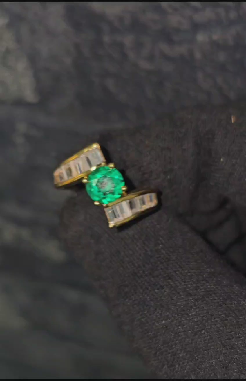 Art Deco 3.50 carat Emerald and Diamond Engagement Ring