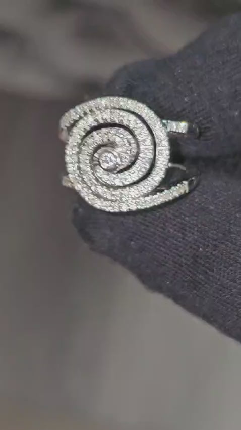 18k White Gold, 1.00ct Diamond Ring Swirl Motif