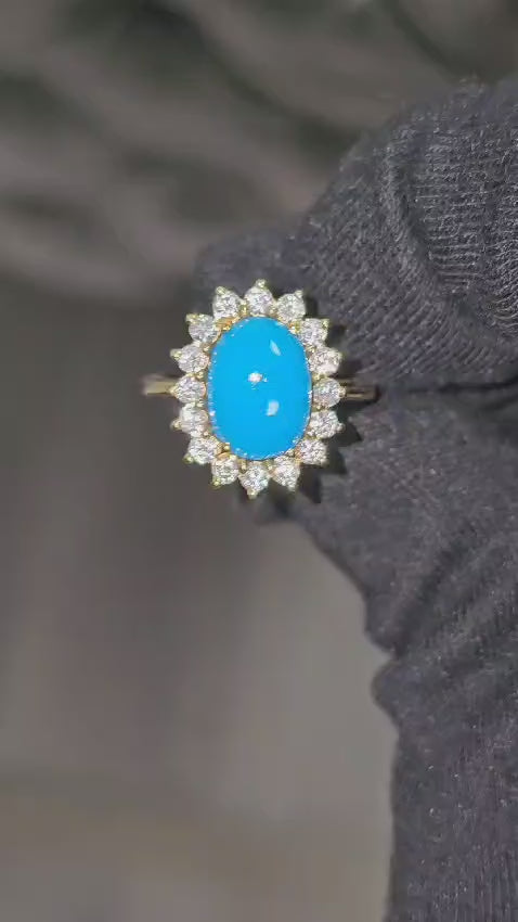 Art Deco 2.00 Carat Turquoise Diamond Cocktail Ring