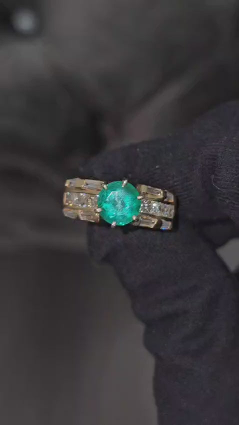 4.85 Carat Emerald and Diamond Ring in 14K Yellow Gold