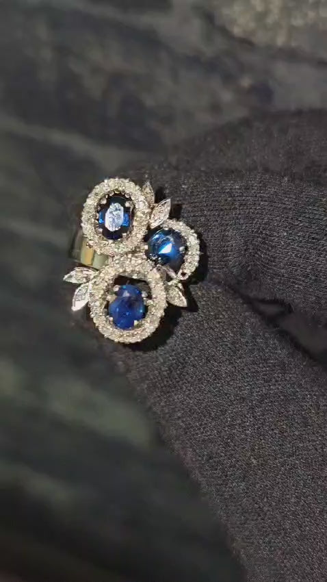 Natural 1.25ct Natural Sapphire & Diamond Ring