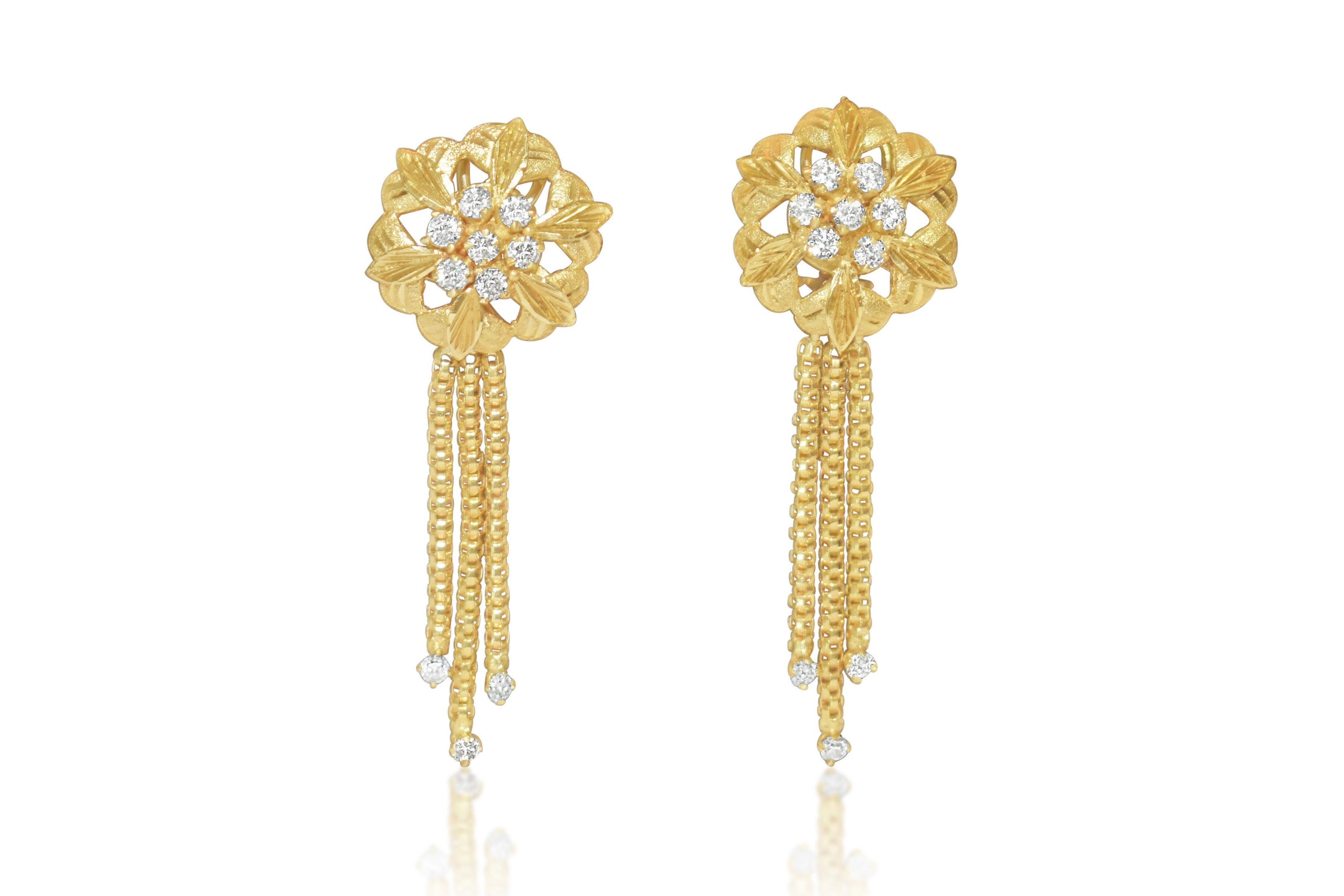 Vintage Womens 2ct Diamond & 18K Gold Dangle Earrings - Prince The Jeweler vintage-womens-2ct-diamond-18k-gold-dangle-earrings, Earrings