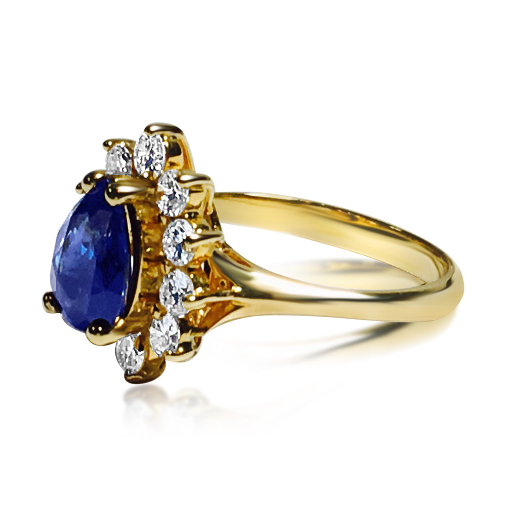 18K Gold, 1.50 Carat Blue Sapphire and Diamond Ring - Prince The Jeweler 18k-gold-1-50-carat-blue-sapphire-and-diamond-ring, Rings