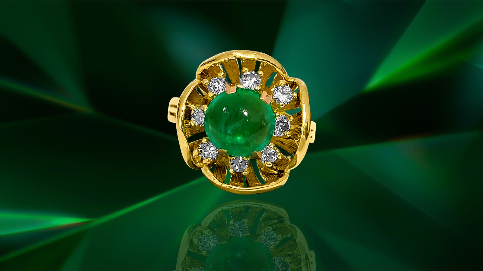 Vintage 18K Gold, 2.90 CT Diamond And Emerald Ring - Prince The Jeweler vintage-18k-gold-2-90-ct-diamond-and-emerald-ring, Rings