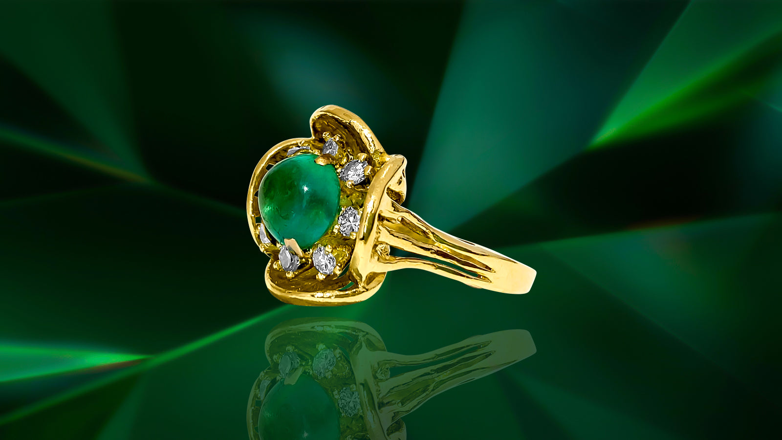 Vintage 18K Gold, 2.90 CT Diamond And Emerald Ring - Prince The Jeweler vintage-18k-gold-2-90-ct-diamond-and-emerald-ring, Rings