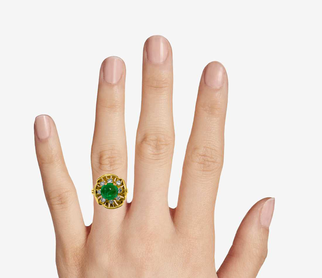 Vintage 18K Gold, 2.90 CT Diamond And Emerald Ring - Prince The Jeweler vintage-18k-gold-2-90-ct-diamond-and-emerald-ring, Rings