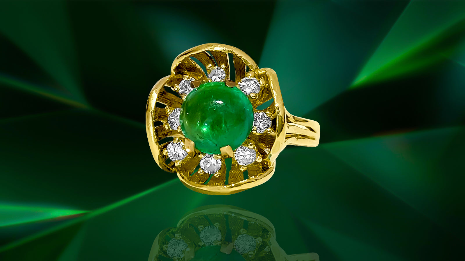 Vintage 18K Gold, 2.90 CT Diamond And Emerald Ring - Prince The Jeweler vintage-18k-gold-2-90-ct-diamond-and-emerald-ring, Rings