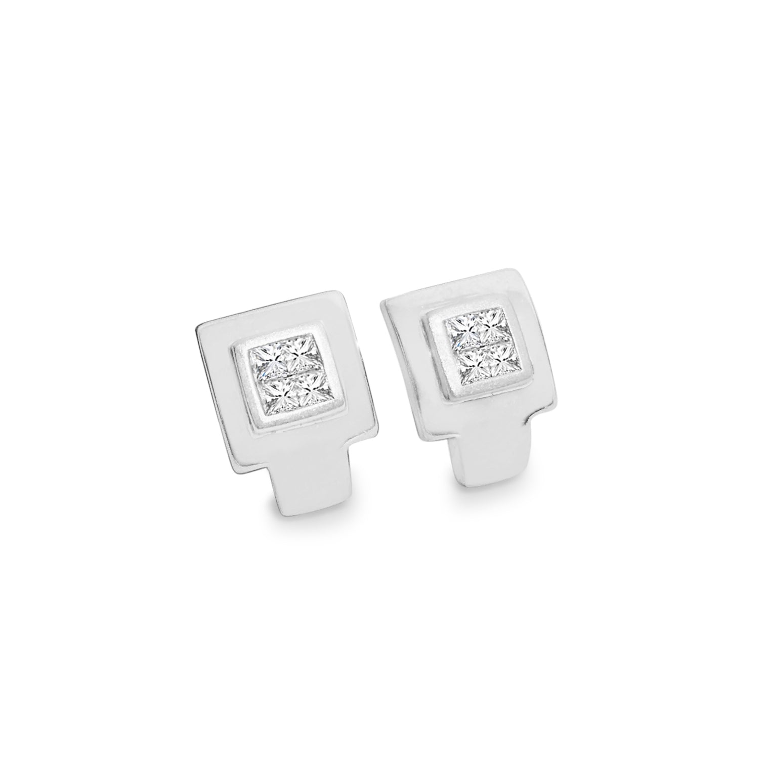 Princess Cut Diamond Earrings. 14K White Gold. - Prince The Jeweler princess-cut-diamond-earrings-14k-white-gold, Earrings