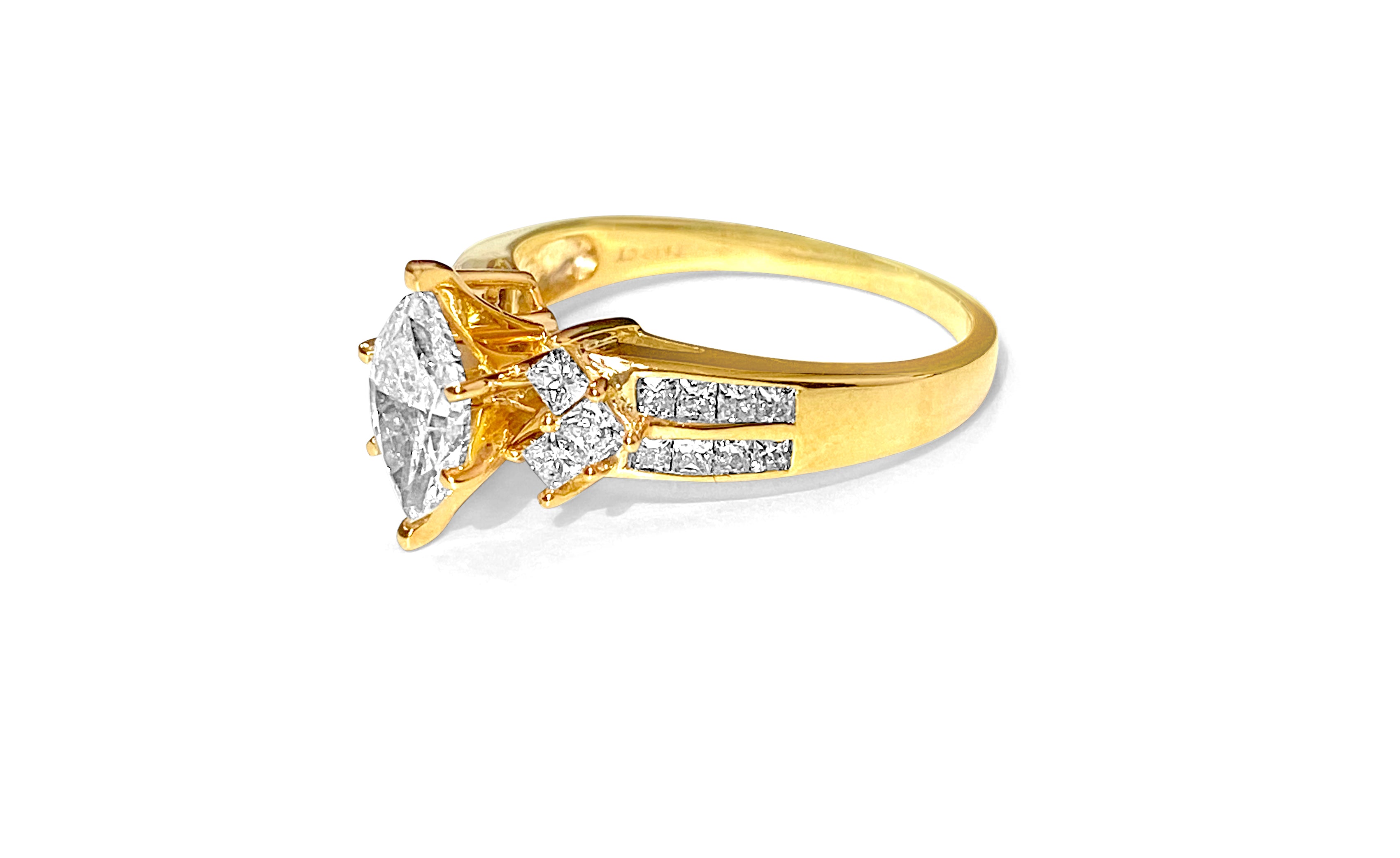14K Yellow gold. 0.80CT Marquise Cut Diamond Ring - Prince The Jeweler 14k-yellow-gold-0-80ct-marquise-cut-diamond-ring, Rings