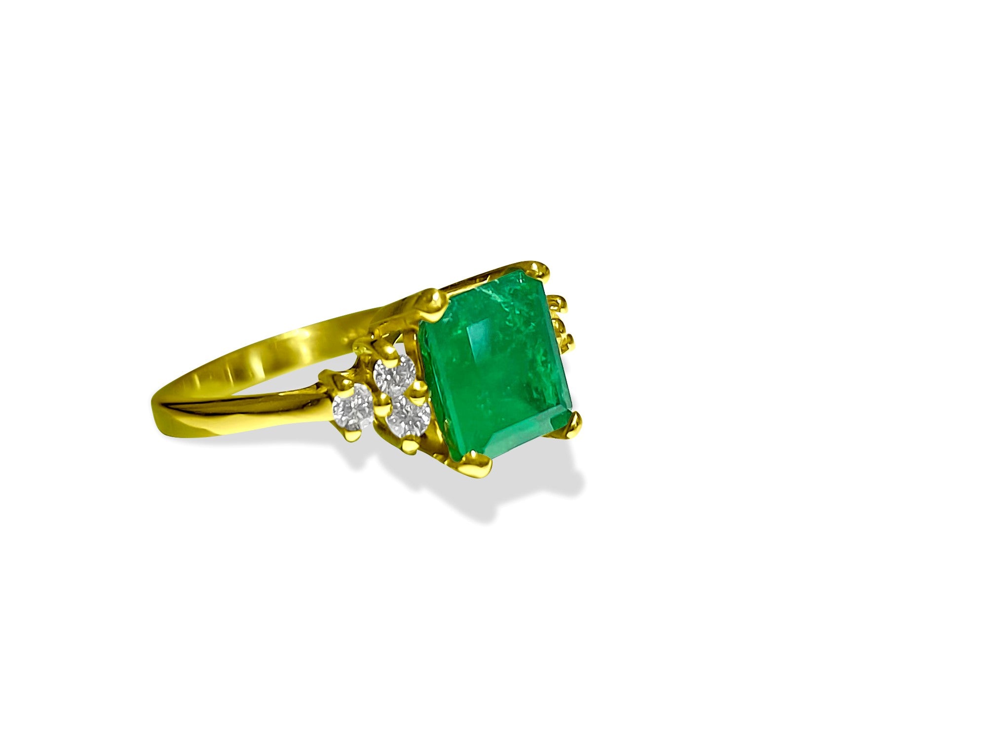 2.50 Carat Emerald and Diamond Ring in 14k Yellow Gold - Prince The Jeweler 2-50-carat-emerald-and-diamond-ring-in-14k-yellow-gold, Rings