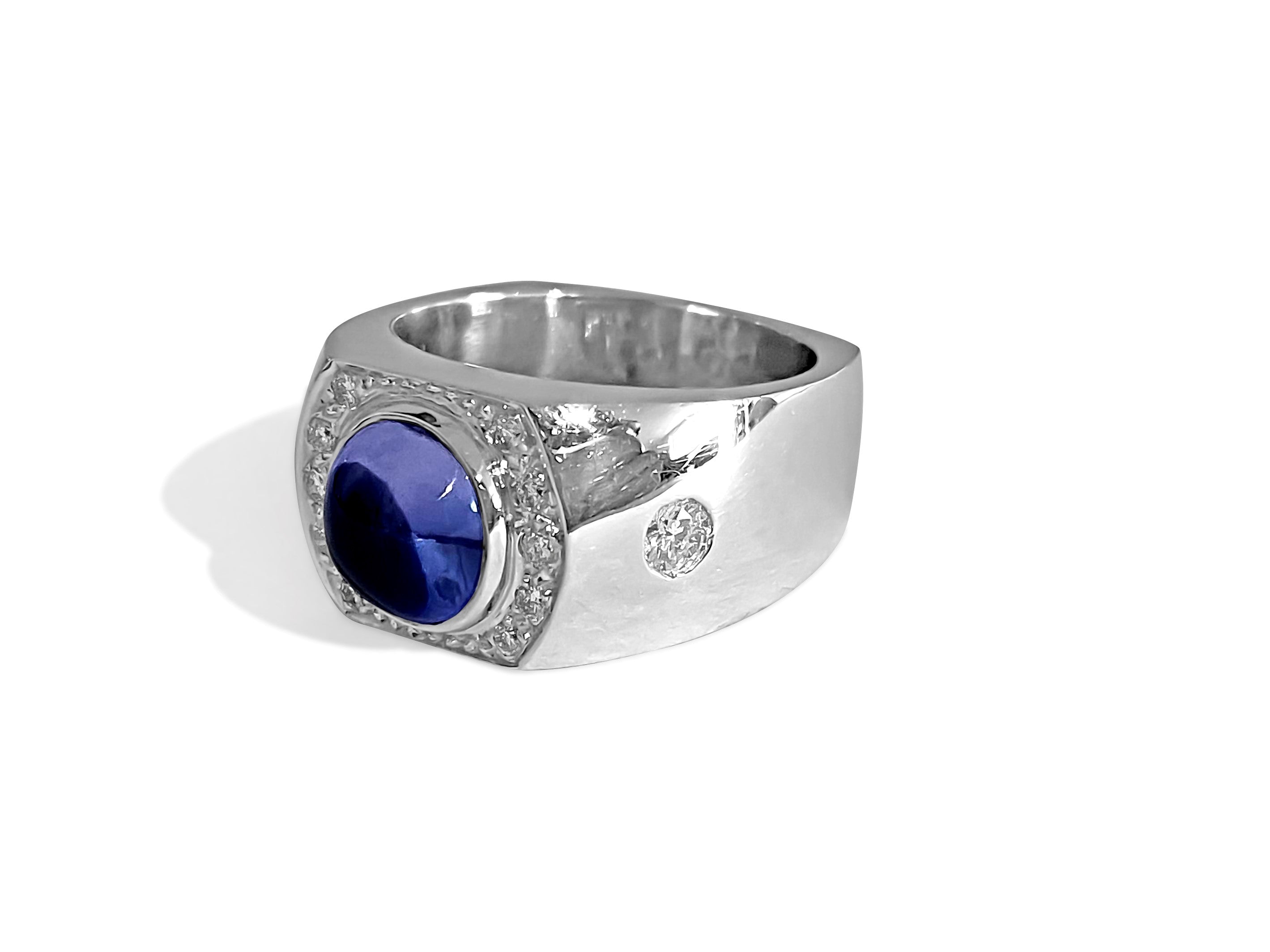 3.50 CT Blue Sapphire, VVS Diamonds in 18k gold ring. - Prince The Jeweler 3-50-ct-blue-sapphire-vvs-diamonds-in-18k-gold-ring, Rings