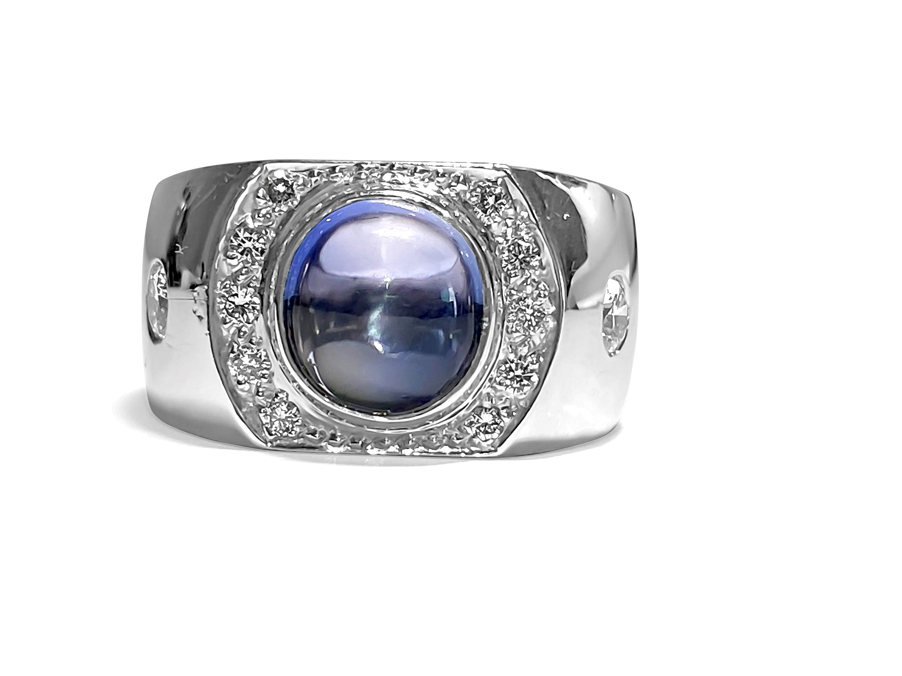 3.50 CT Blue Sapphire, VVS Diamonds in 18k gold ring. - Prince The Jeweler 3-50-ct-blue-sapphire-vvs-diamonds-in-18k-gold-ring, Rings