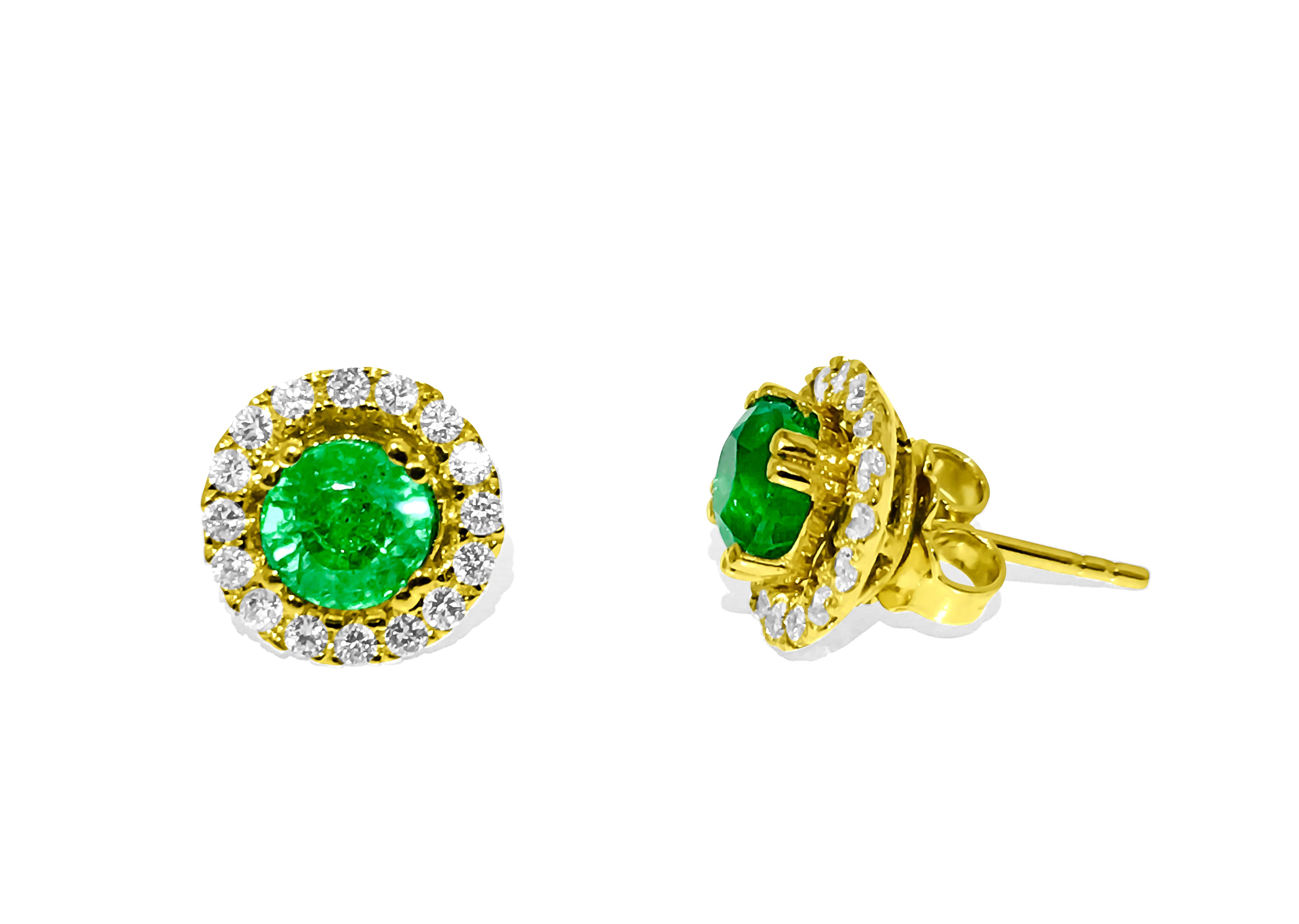 2.90 Carat Emerald & G color Diamond Studs in 14K Gold - Prince The Jeweler 2-90-carat-emerald-g-color-diamond-studs-in-14k-gold, Earrings